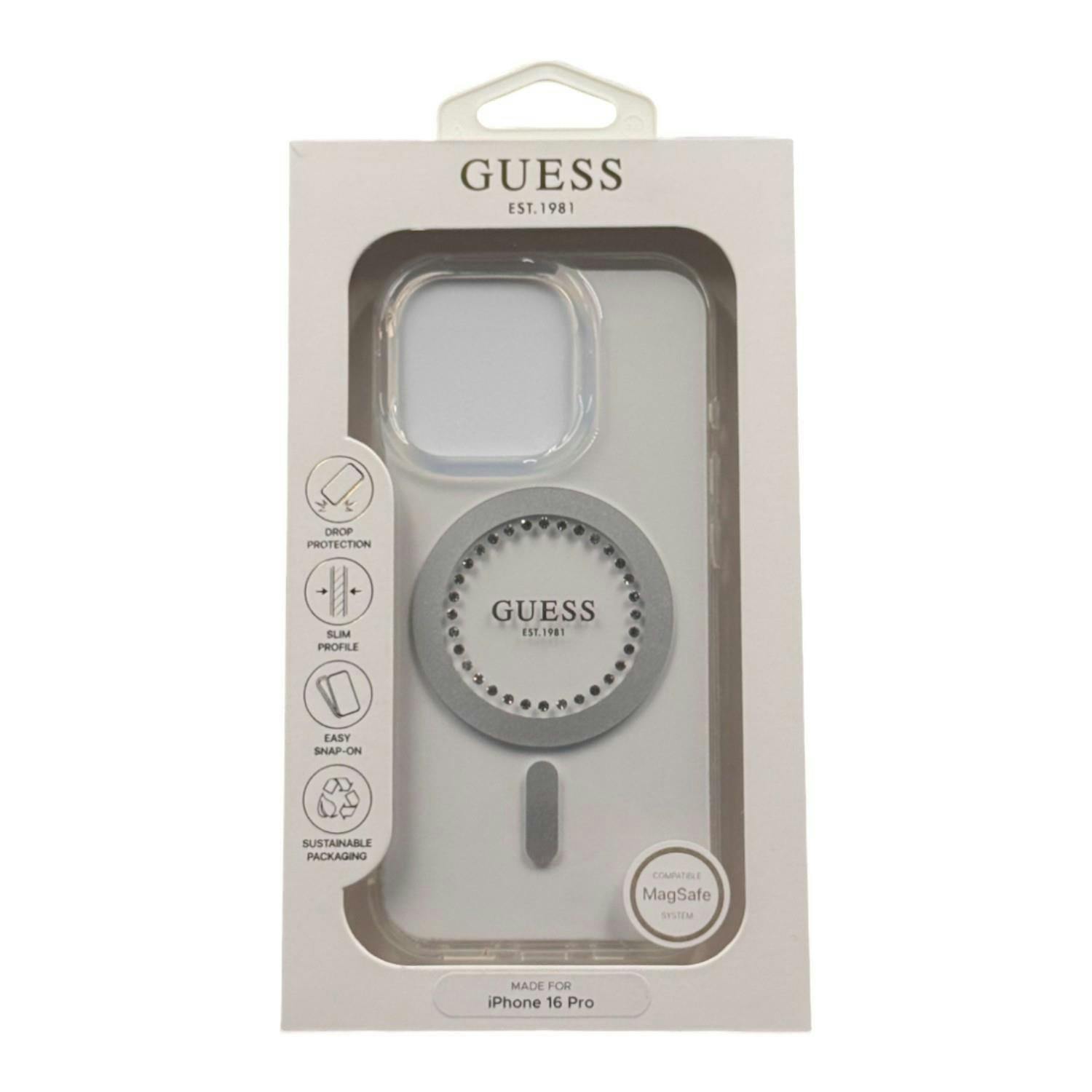 Guess Iml Rhinestones Case With Magsafe For Iphone 16 Pro 6.3" Clear - Guhmp16lpftdteh