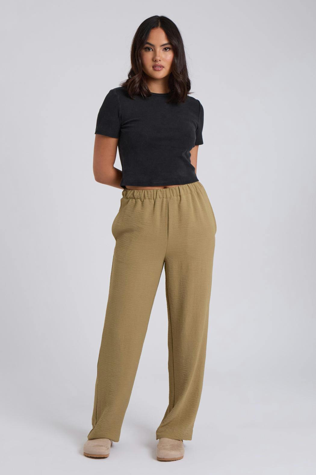 Urban Bliss Khaki Wide Leg Pants - 8