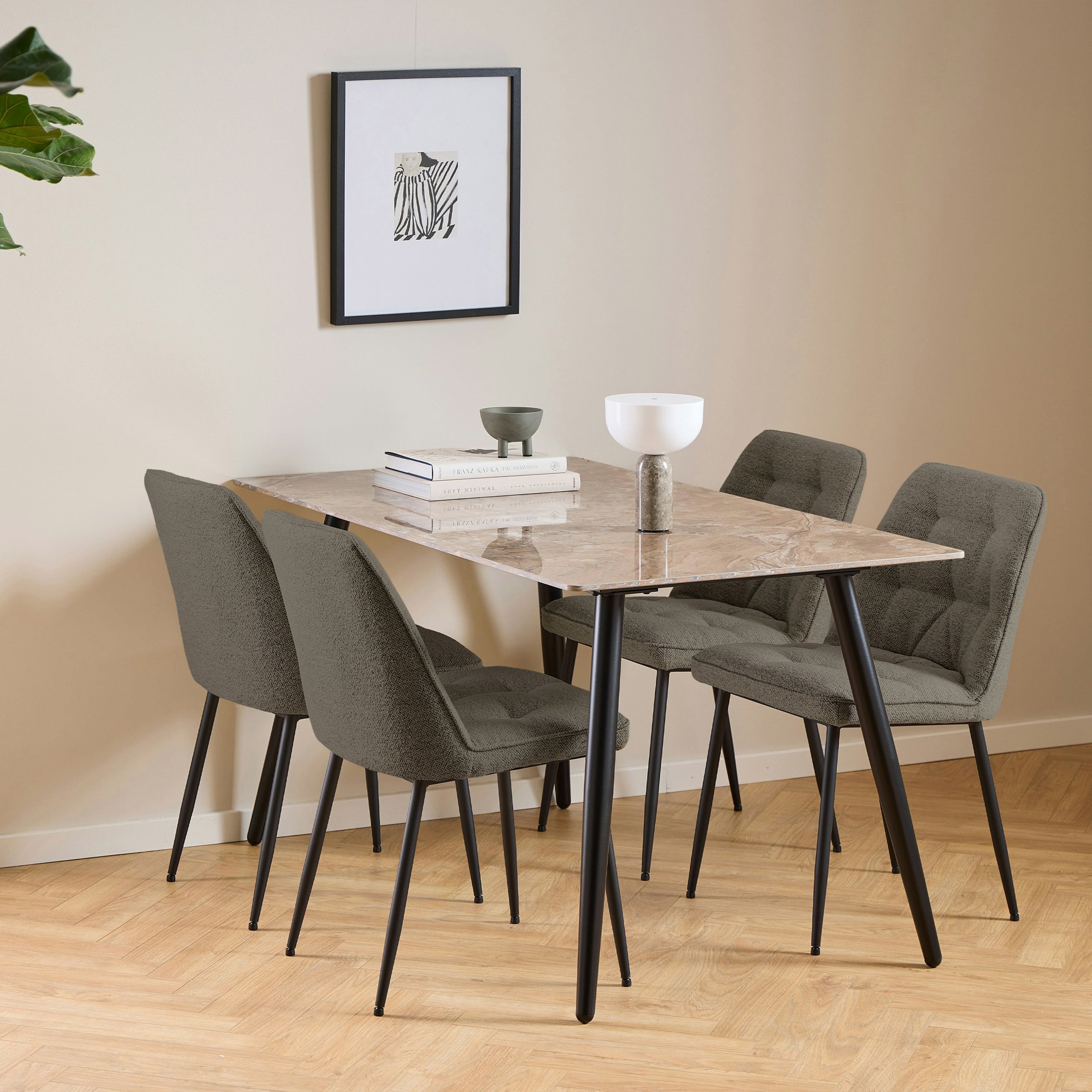 Florence Wicklow Brooke 4 Seater Dining Set - Brown/Black - Steel - Image 2