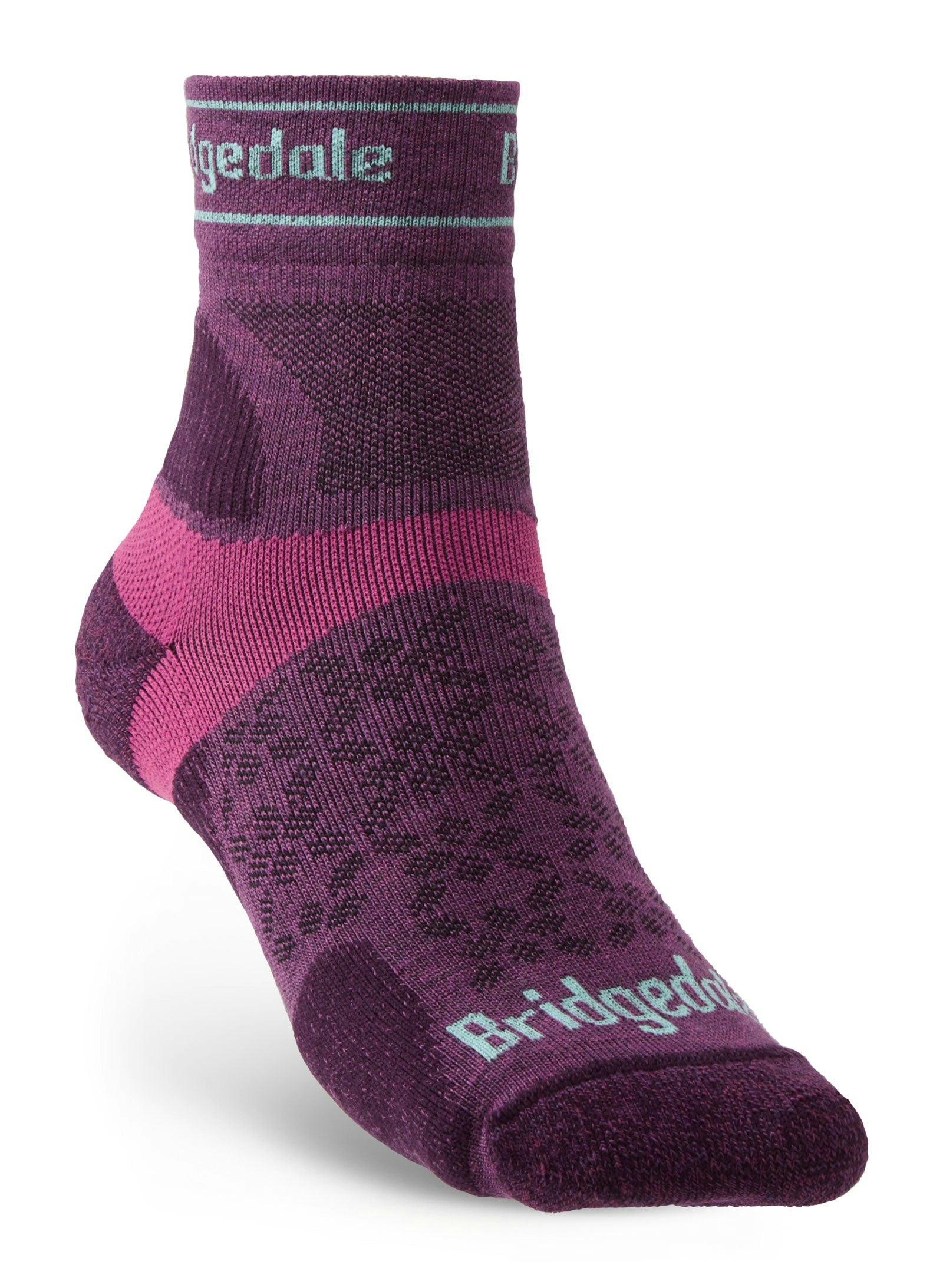 Bridgedale Women's Mauve Ultra-Lightweight T2 Merino Run Mini-Crew Socks {Br-710202} - Damson - Small