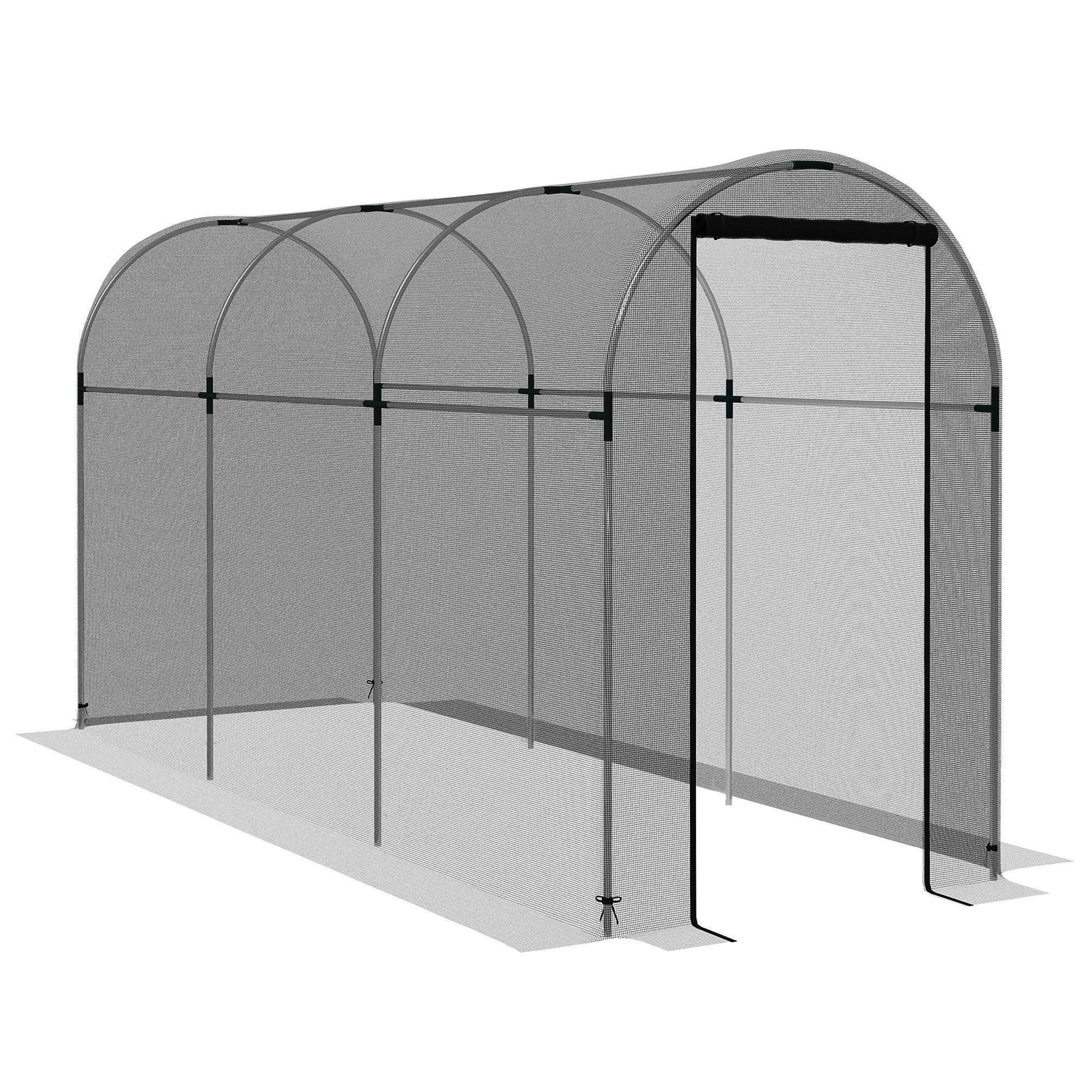 Outsunny Black Fruit Cage Bird Netting Heavy Duty Tent,1.2 X 3.6 X 1.9M, | Fruit And Vegetable Protection, Zipped Door, Anti Insects, Small Animals - Image 4