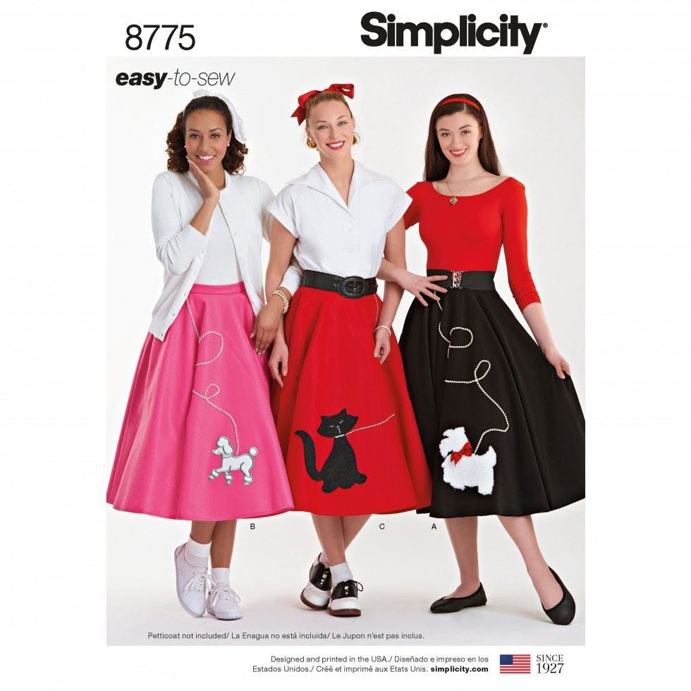 Simplicity Women's Sewing Pattern 8775, Skirts, Vintage Style For Hh (6-8-10-12) - Easy - Hh (6-8-10-12)