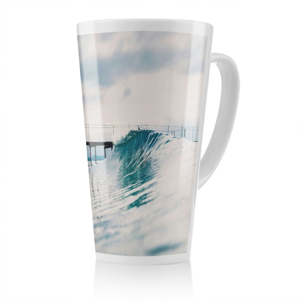 Benjamin Tate Design Blue Ocean Ideal Wave In Ocean. Breaking Waves Designer Latte Mug