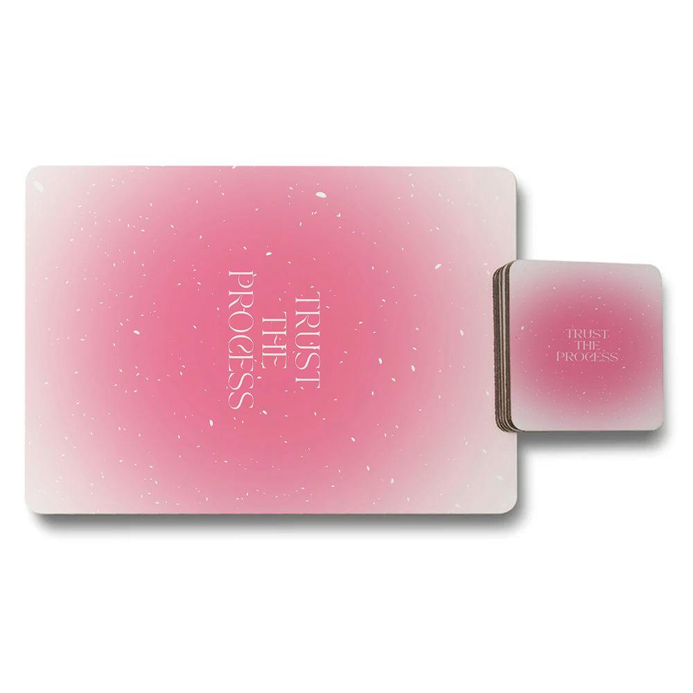 Benjamin Tate Design Pink Set Of 12 Placemats And Coasters With Gradient Wood Bottom