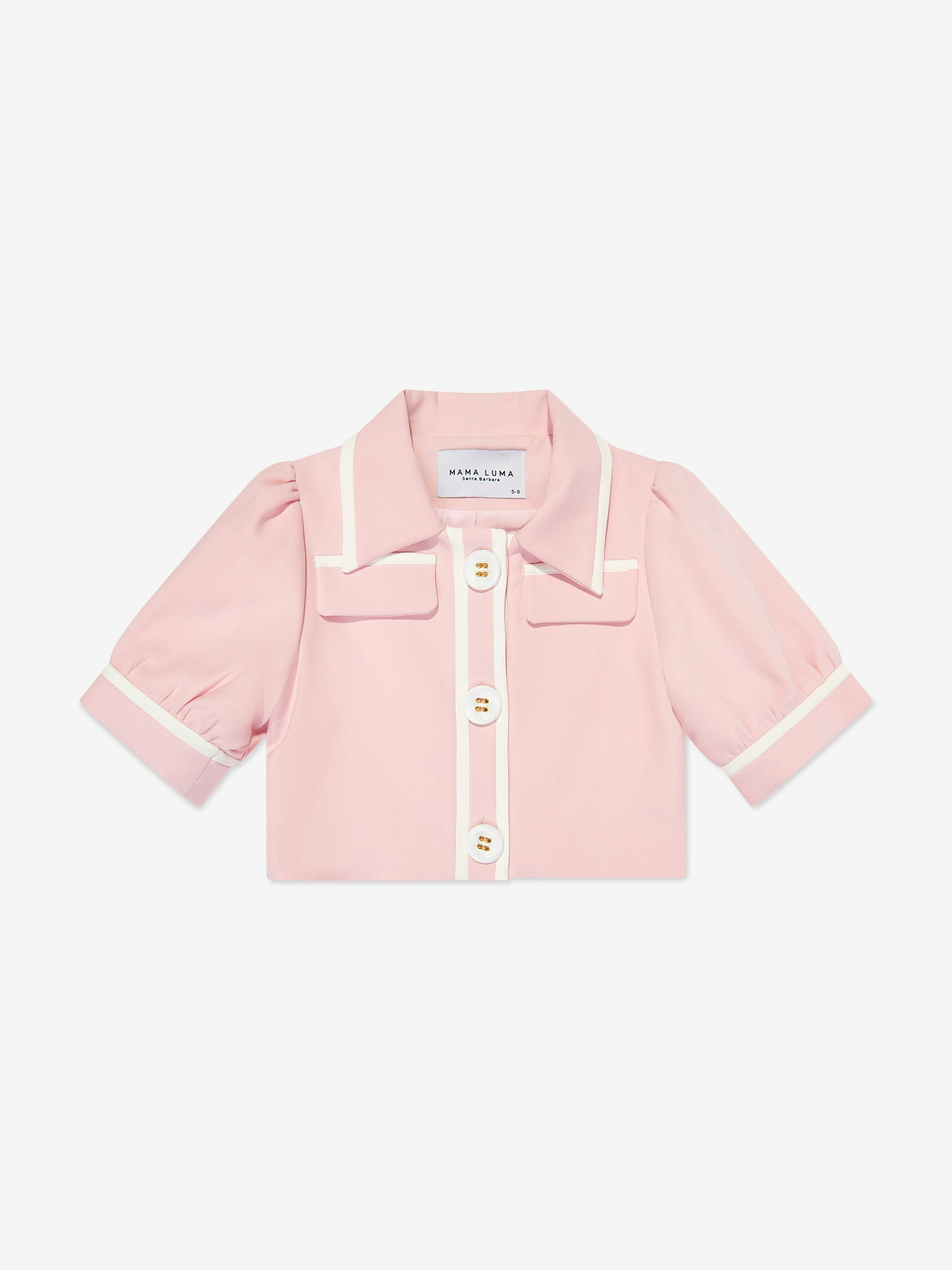 Mama Luma Girls Pink Contrast Stitch Crop Bolero In - 9 - 10 Yrs