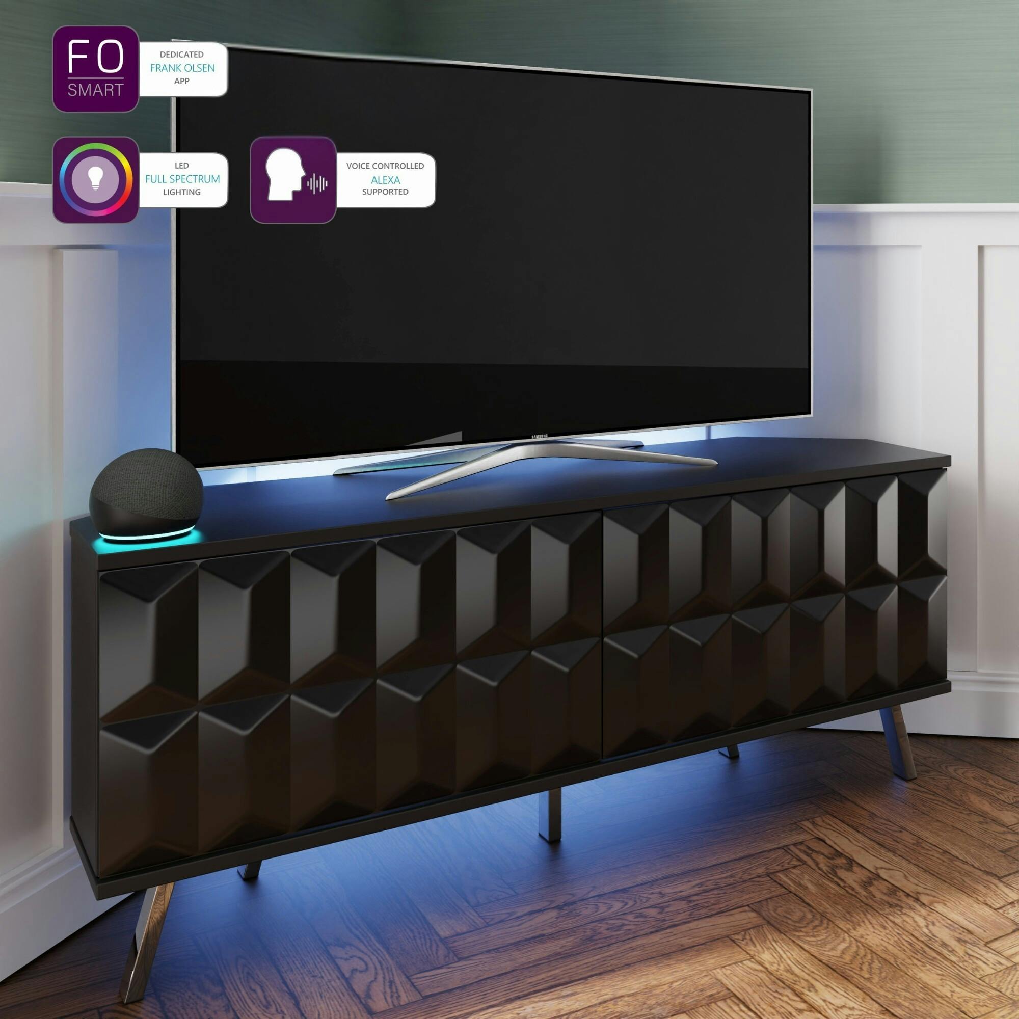 Frank Olsen Furniture Black Elevate 1200 Corner Tv Cabinet