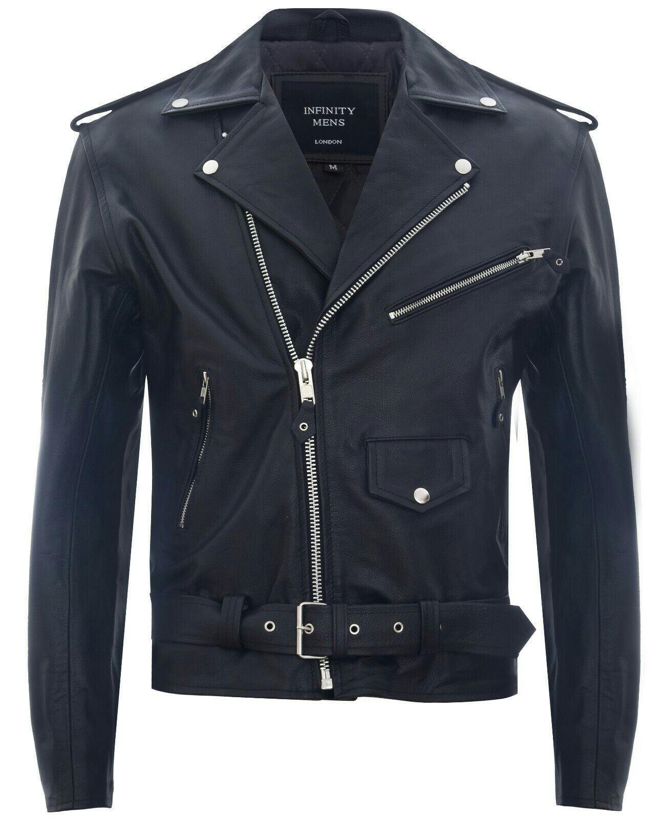 Infinity Leather Men's Black Cow-Hide Brando Jacket -Venice - Uk L | Eu 50 | Us 40