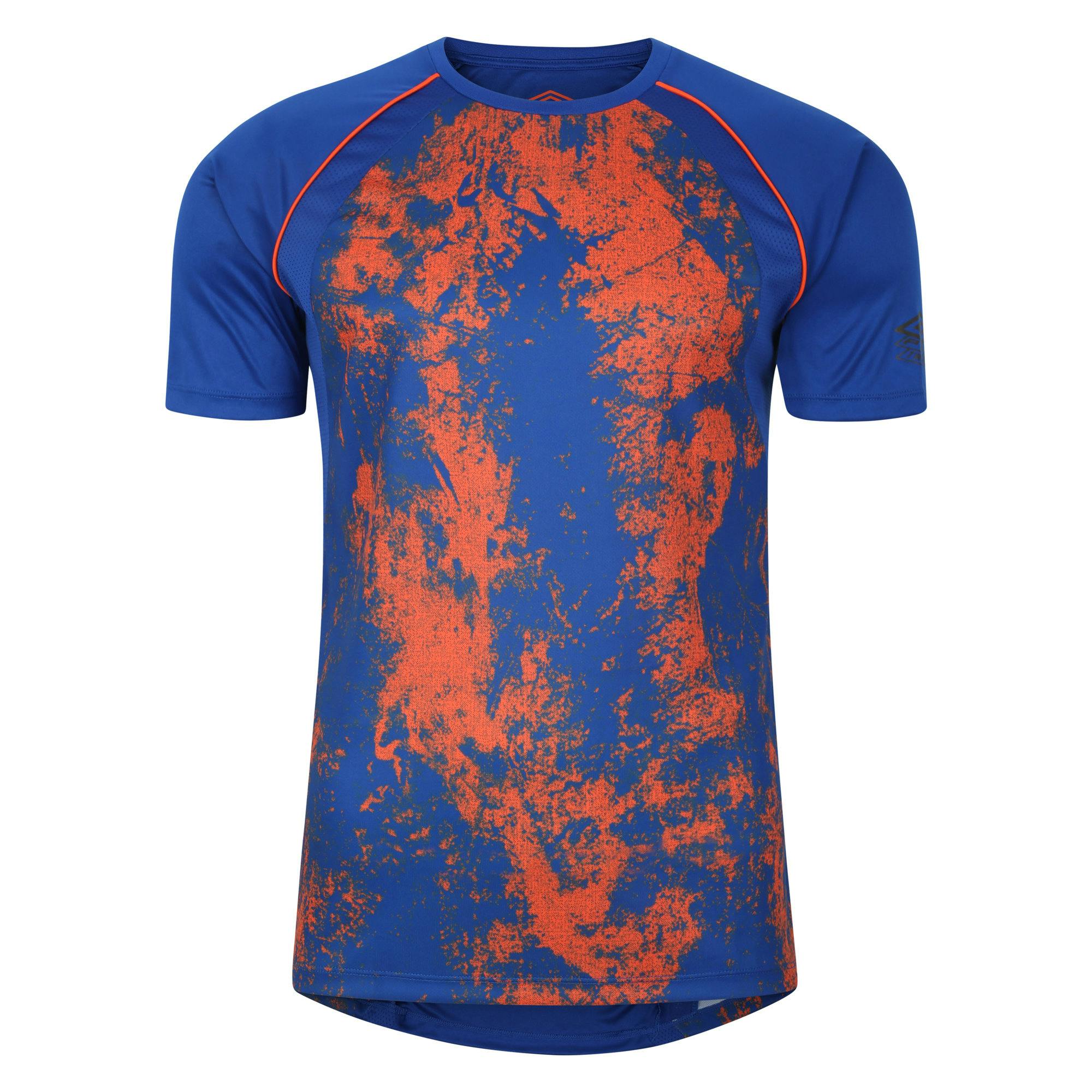 Umbro Men's Orange Pro Elite Graphic Print Training Jersey - Deep Surf/Vermillion - Deep Surf/Vermillion - Xxl - 100% Cotton