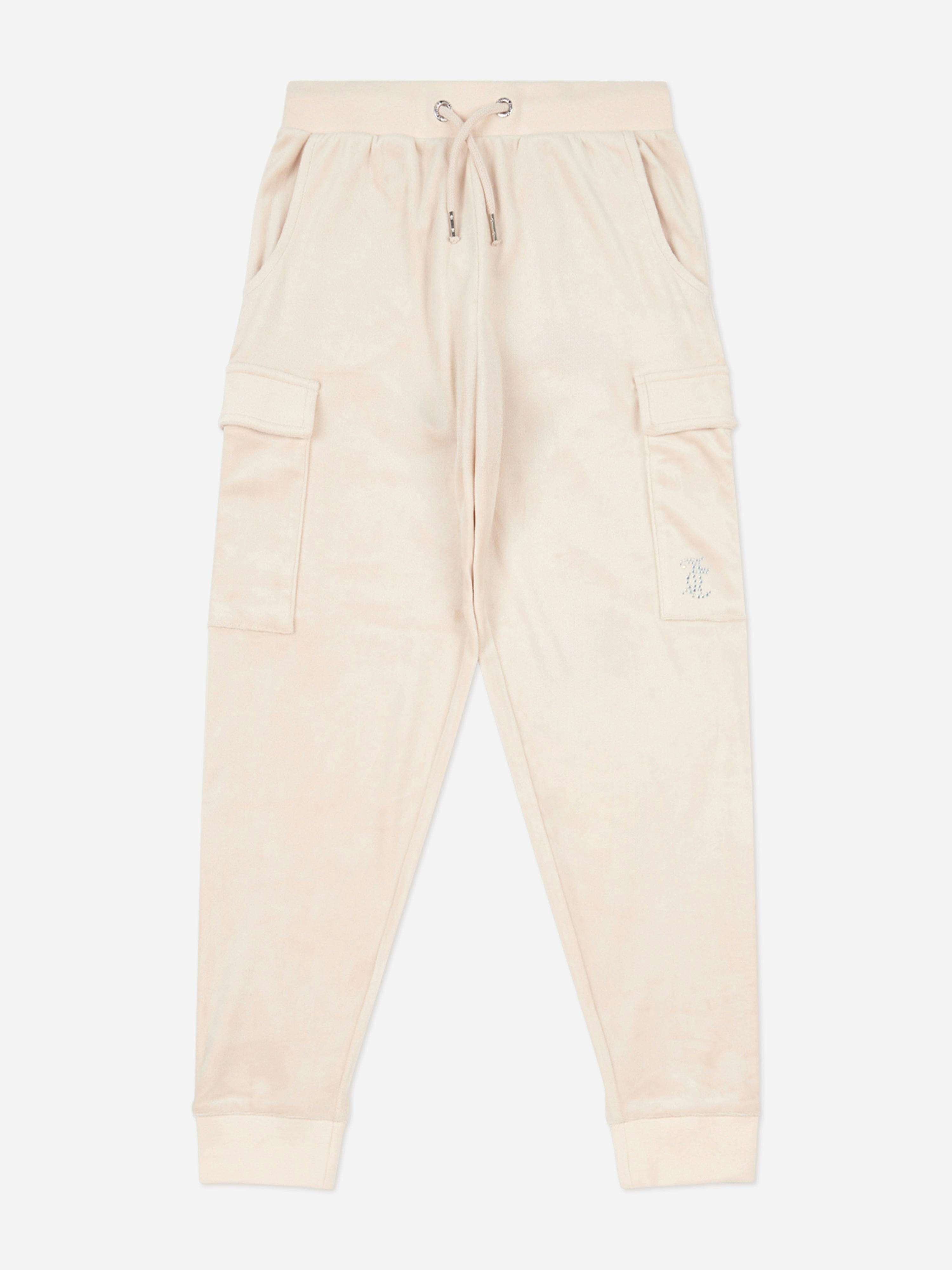 Juicy Couture Girls Beige Cargo Cuffed Joggers In - 7 - 8 Yrs