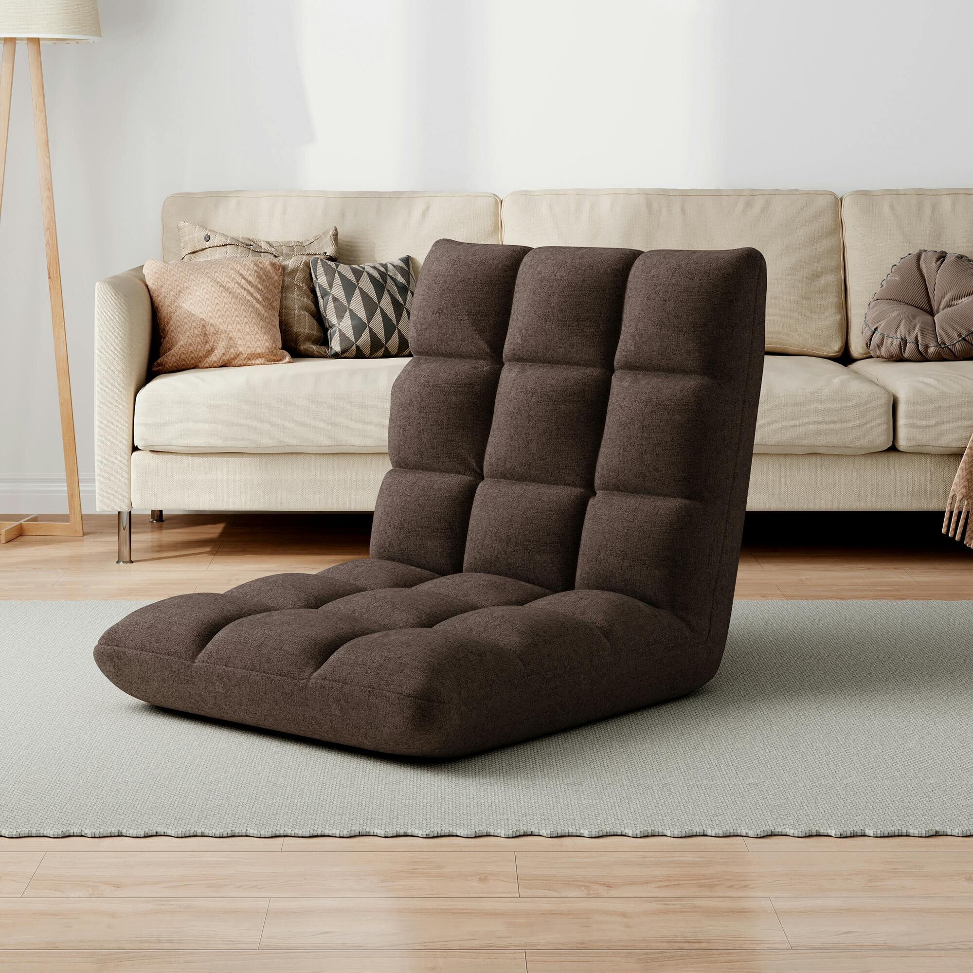 Mcc Direct Folding Floor Chair 14 Position Padded Adjustable Lounge Recliner Chair Grey - Image 7
