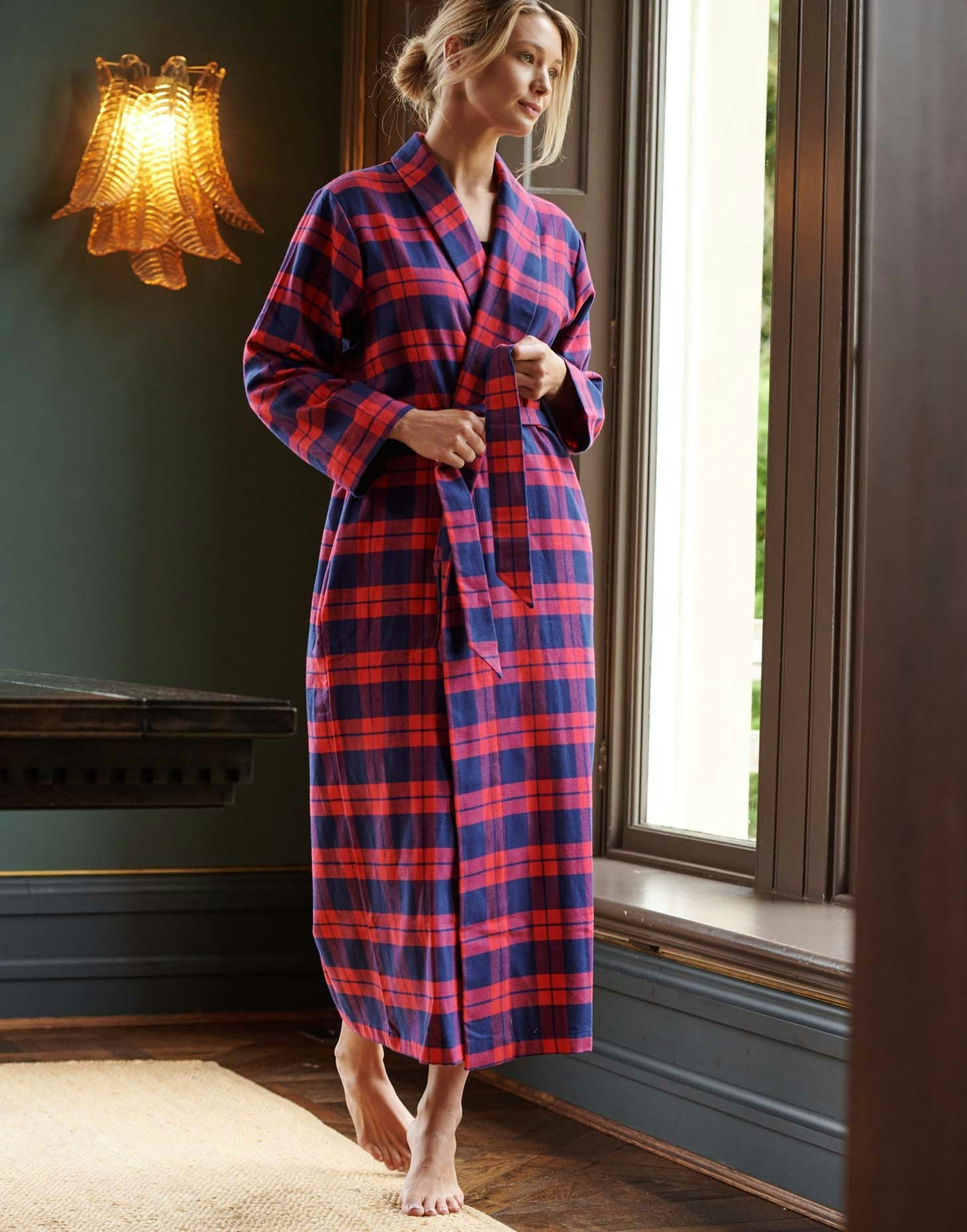 British Boxers Women's Brushed Cotton Dressing Gown – Dumbarton Tartan - XX-Large