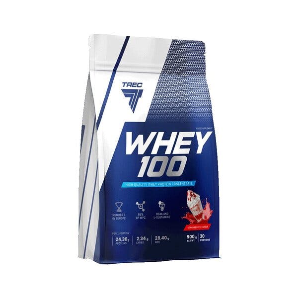 Trec Nutrition Whey 100 (Bag), Strawberry - 900G
