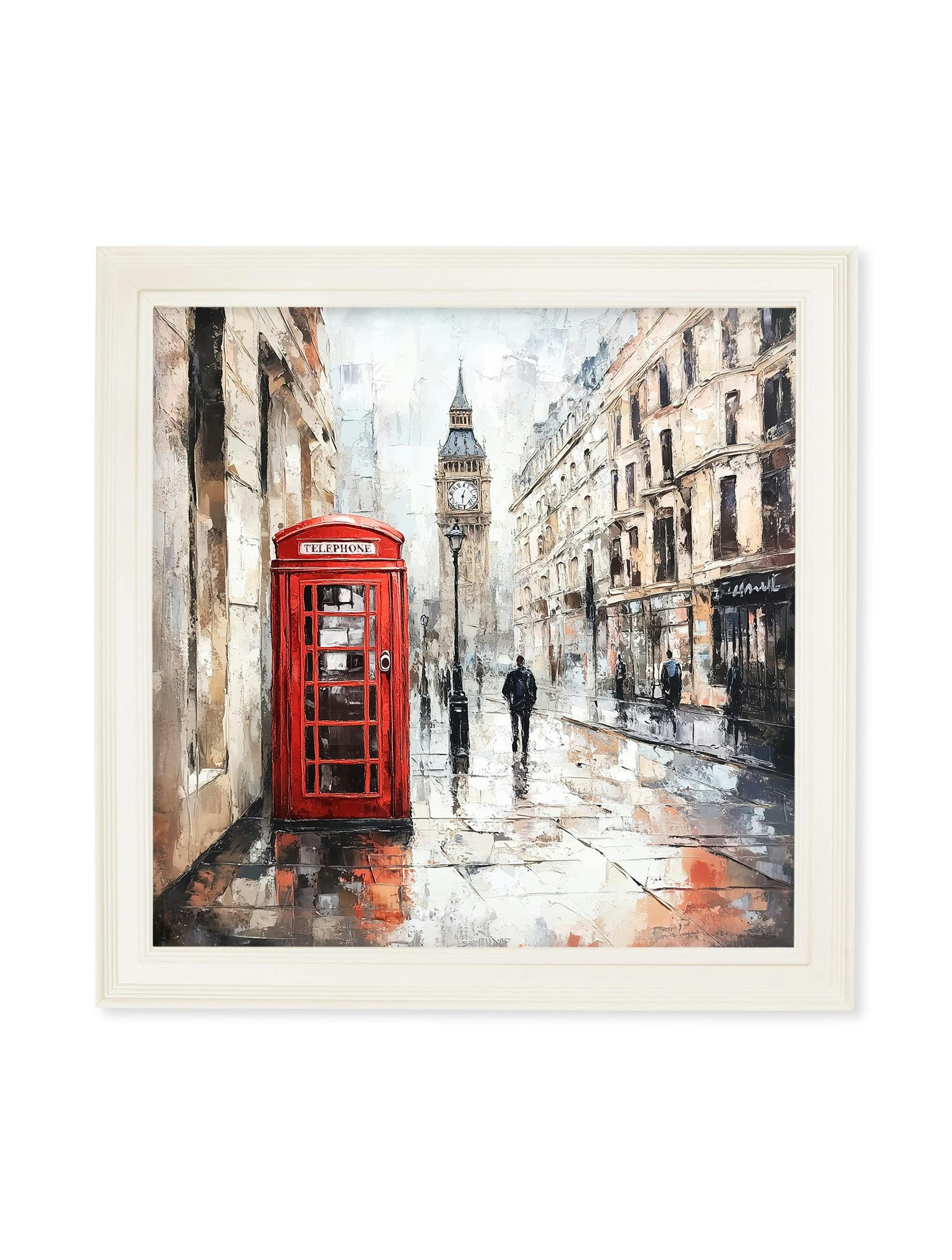 Exceptional Art Cream London Telephone Box - Hurstwood Square Frame - 96 X 96Cm