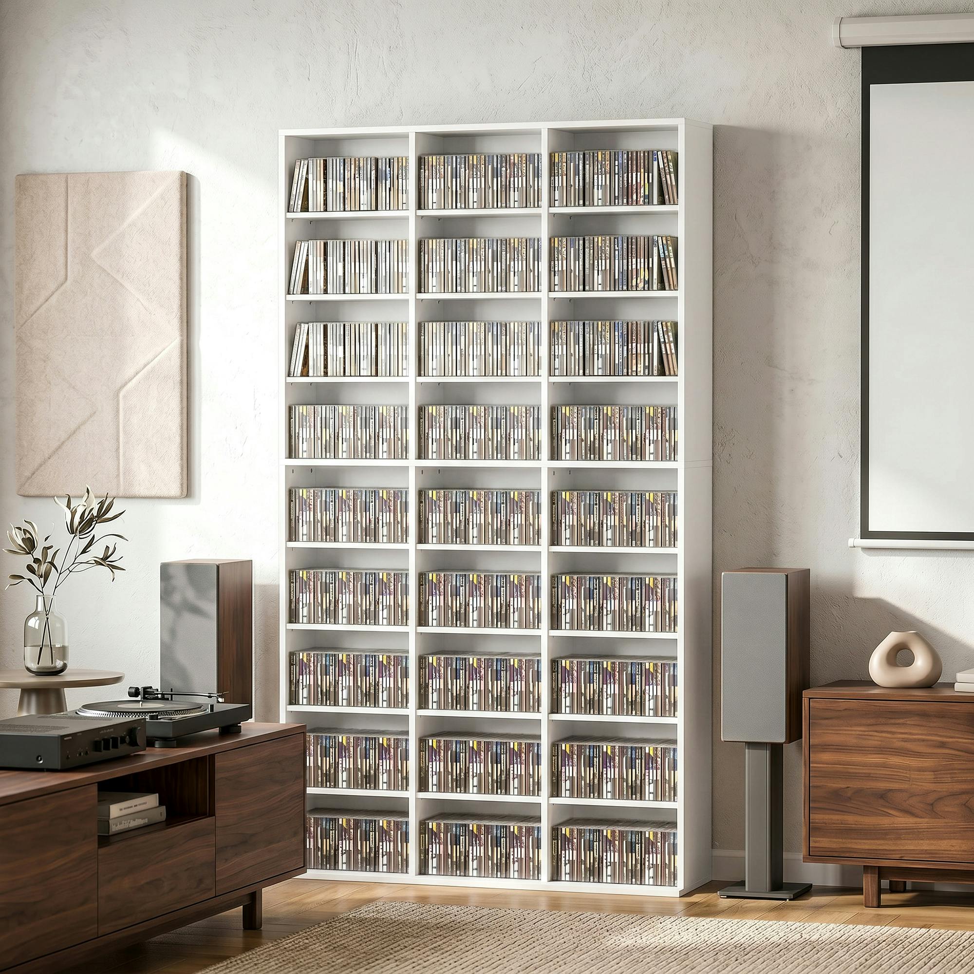 Rackhams White 835 Cd/500 Dvd Storage Unit, Blu-Ray Media Storage Shelf, - 100