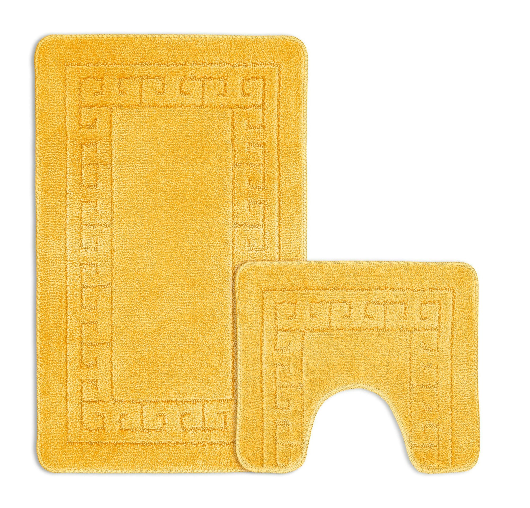 Velosso Yellow Greek Key Bathmat Set - Antislip