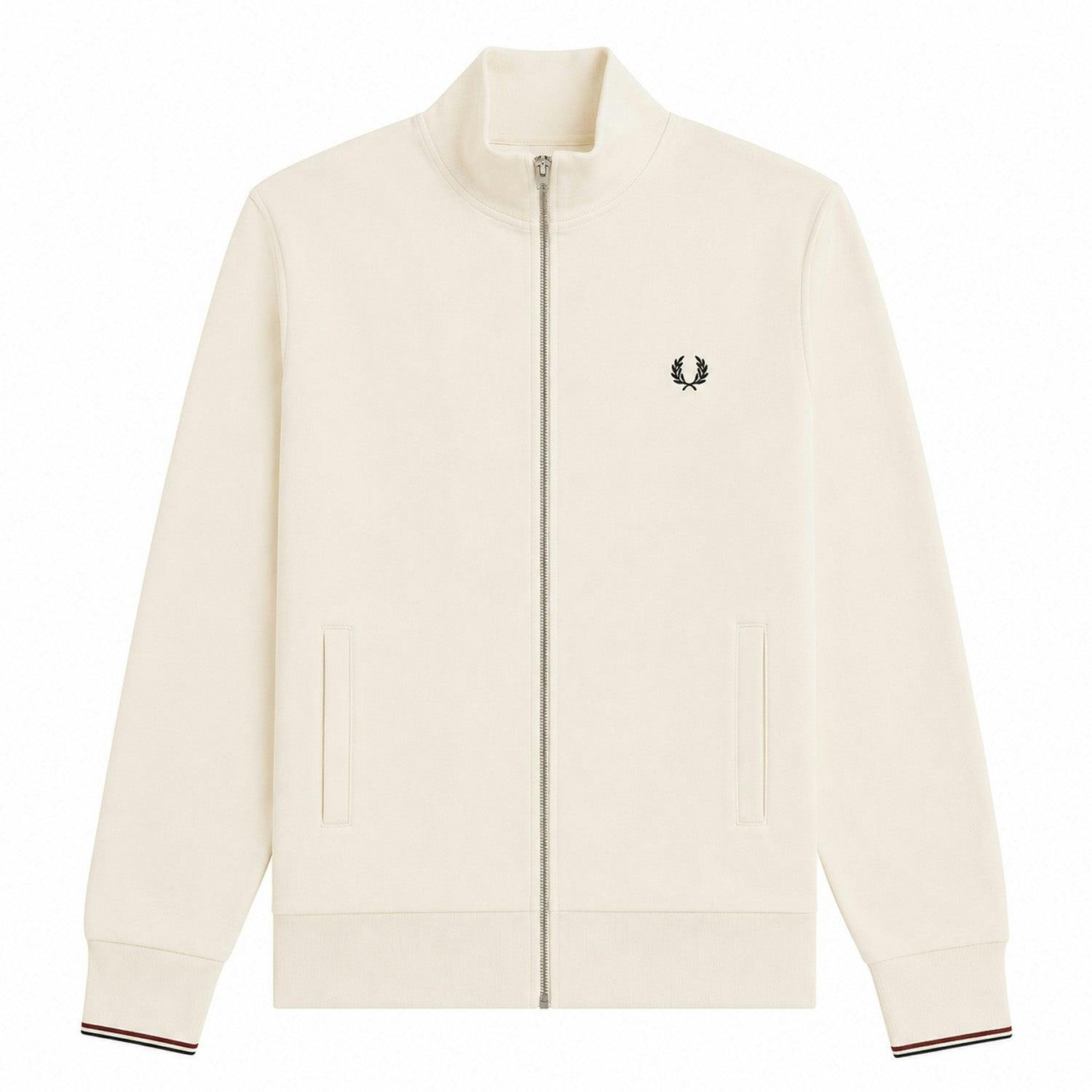 Fred Perry Full Zip Through Sweat - Ecru - Large