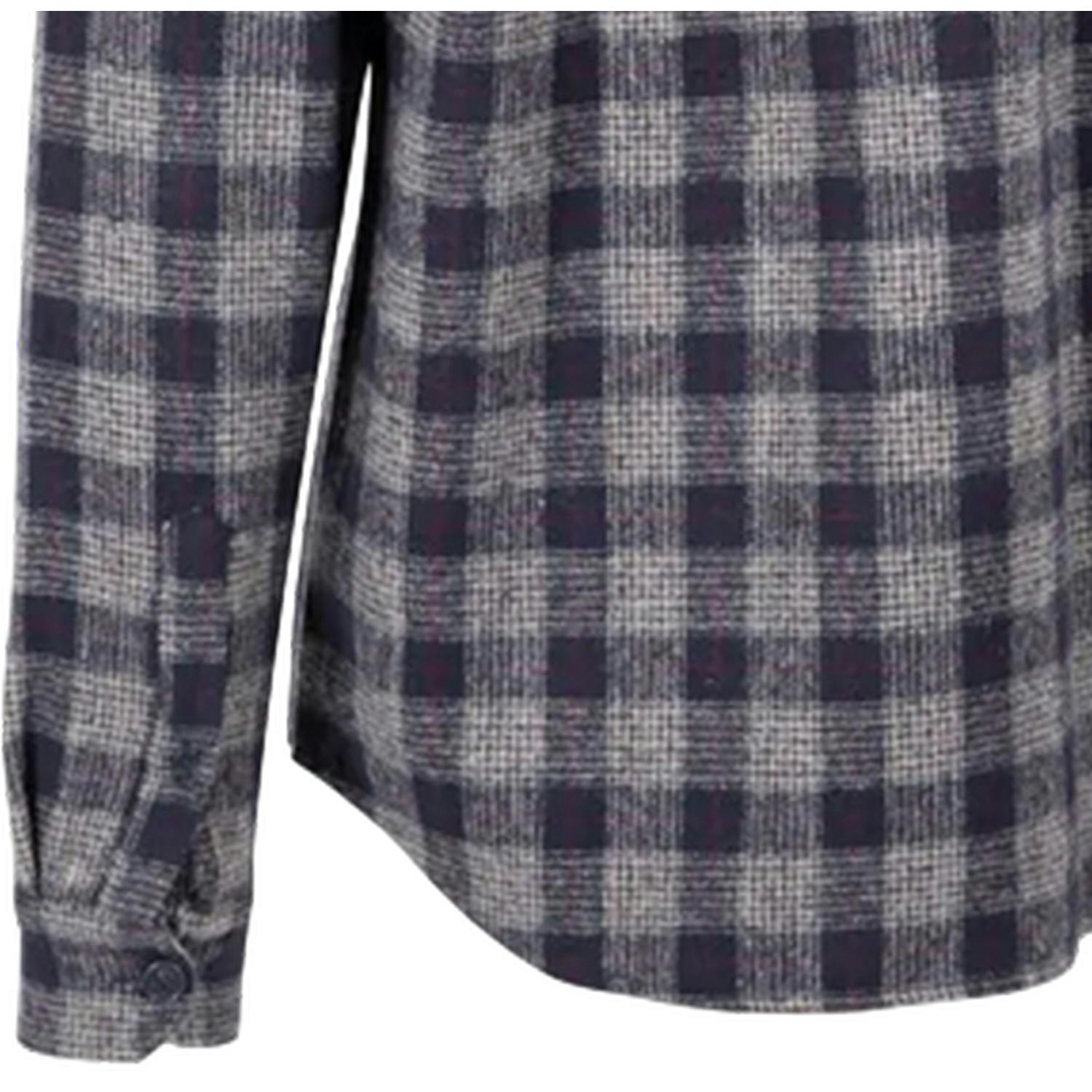 Trespass Men's Grey/Blue Portlaw Checked Long-Sleeved Shirt - Xl - 90% Polyester/10% Wool