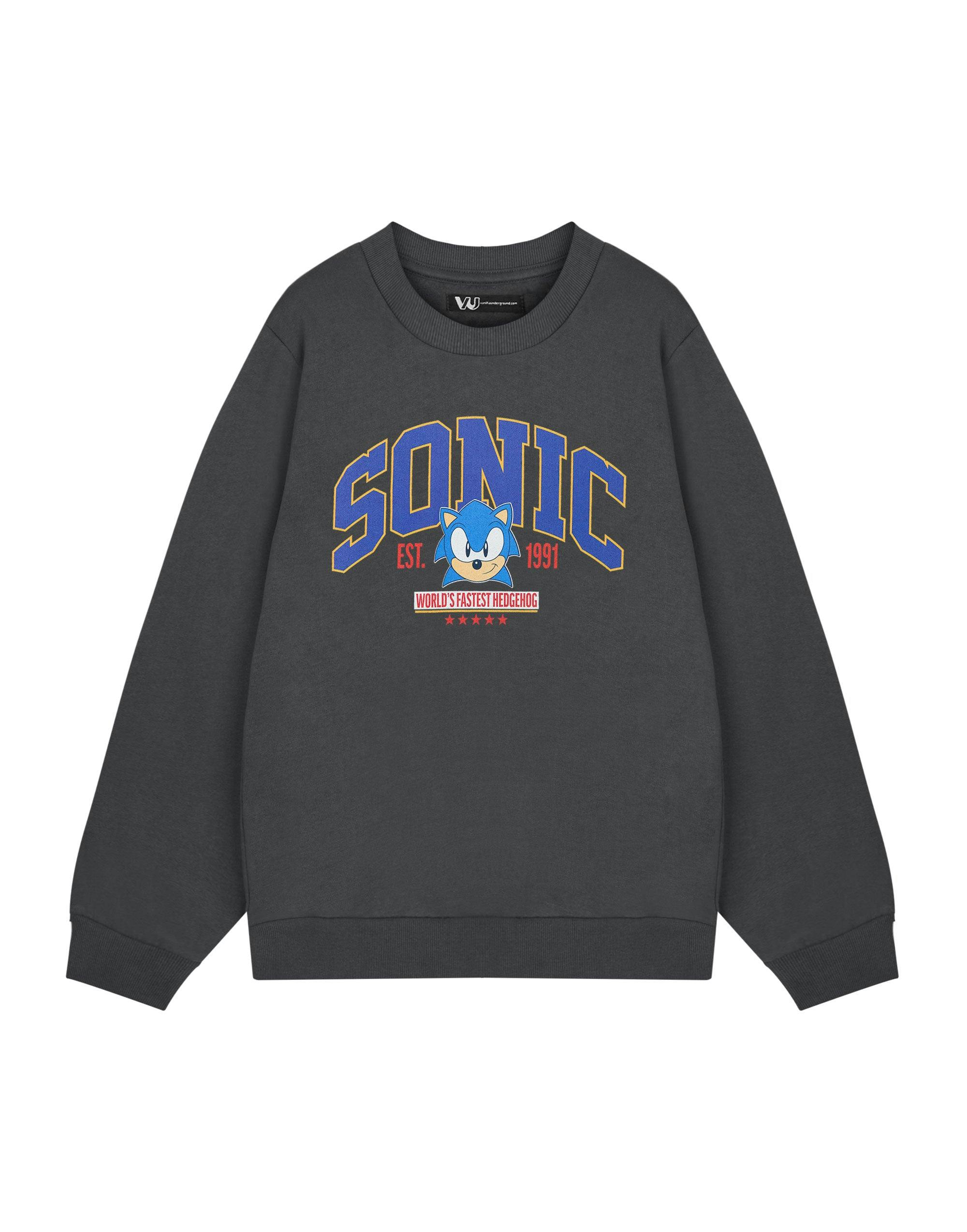 Vanilla Underground Men's Grey Sonic The Hedgehog World's Fastest Sweatshirt - Medium