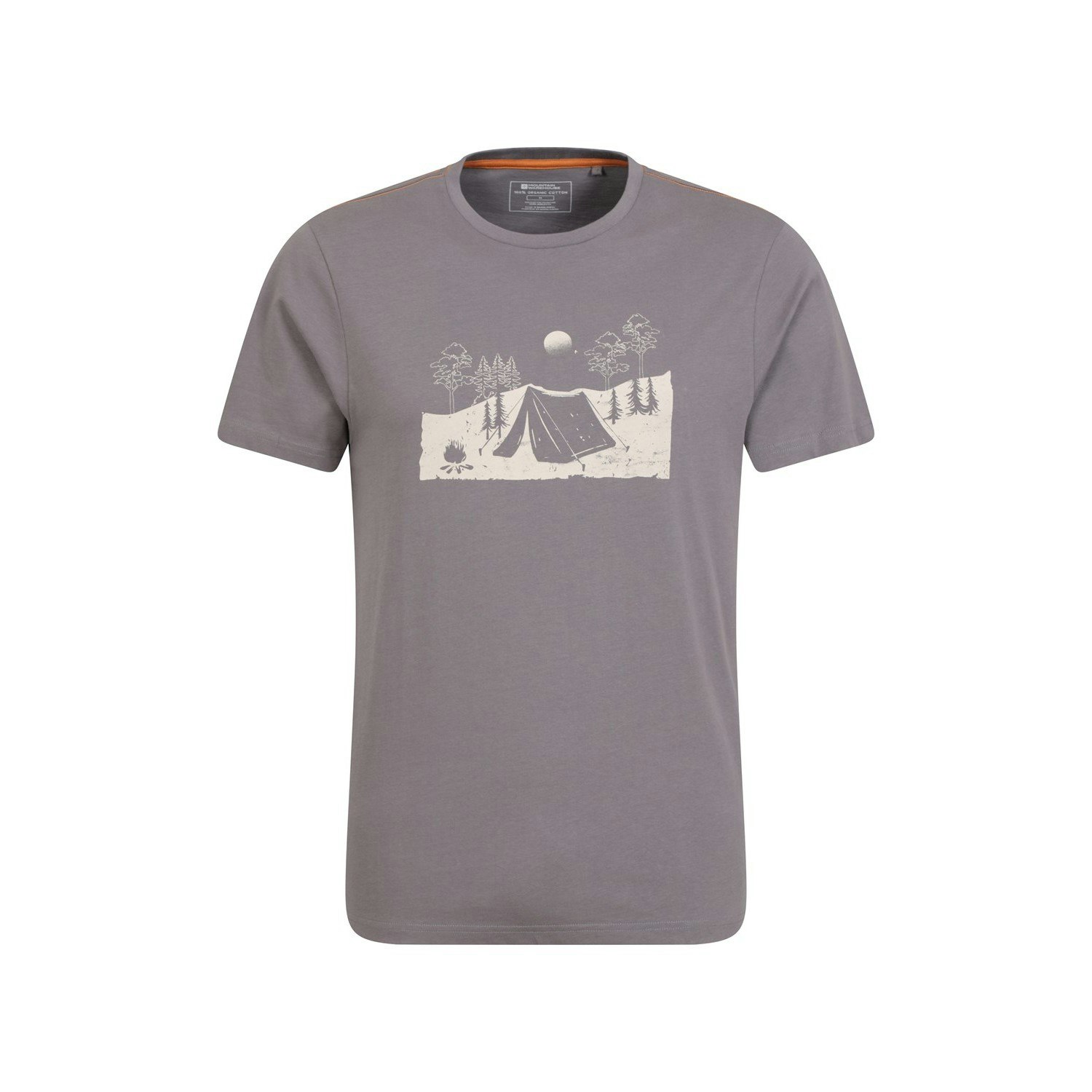 Mountain Warehouse Men's Grey Camping Sketch Organic T-Shirt - Medium