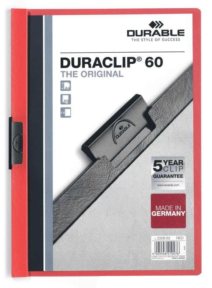 Rackhams Red Duraclip 60 Sheet Document Clip File Folder | 25 Pack | A4