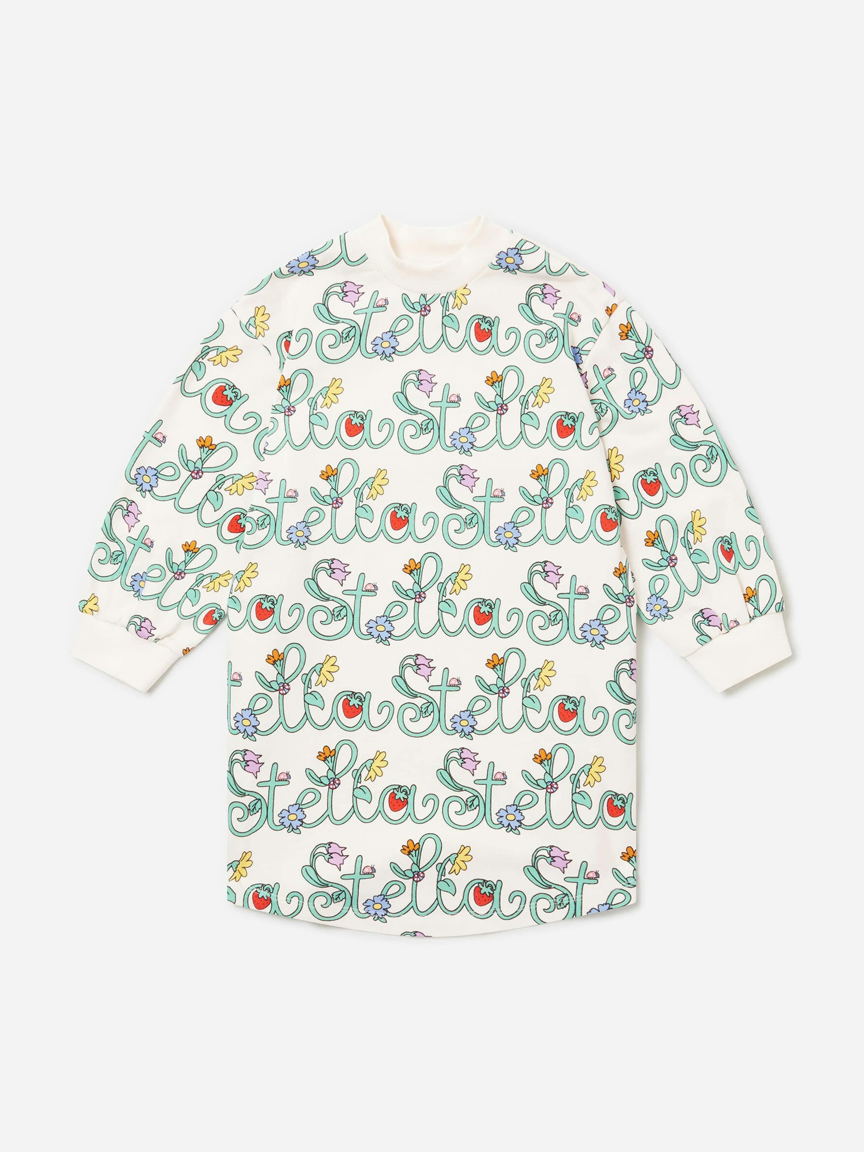 Stella Mccartney Kids Girls Ivory Stella Mccartney Flower Logo Sweater Dress In - 12 Yrs