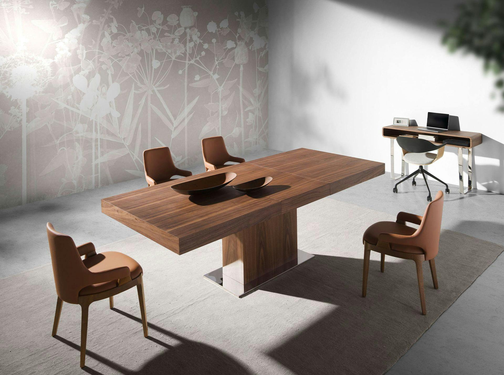 Angel Cerdá Rectangular Walnut Extending Dining Table 1015