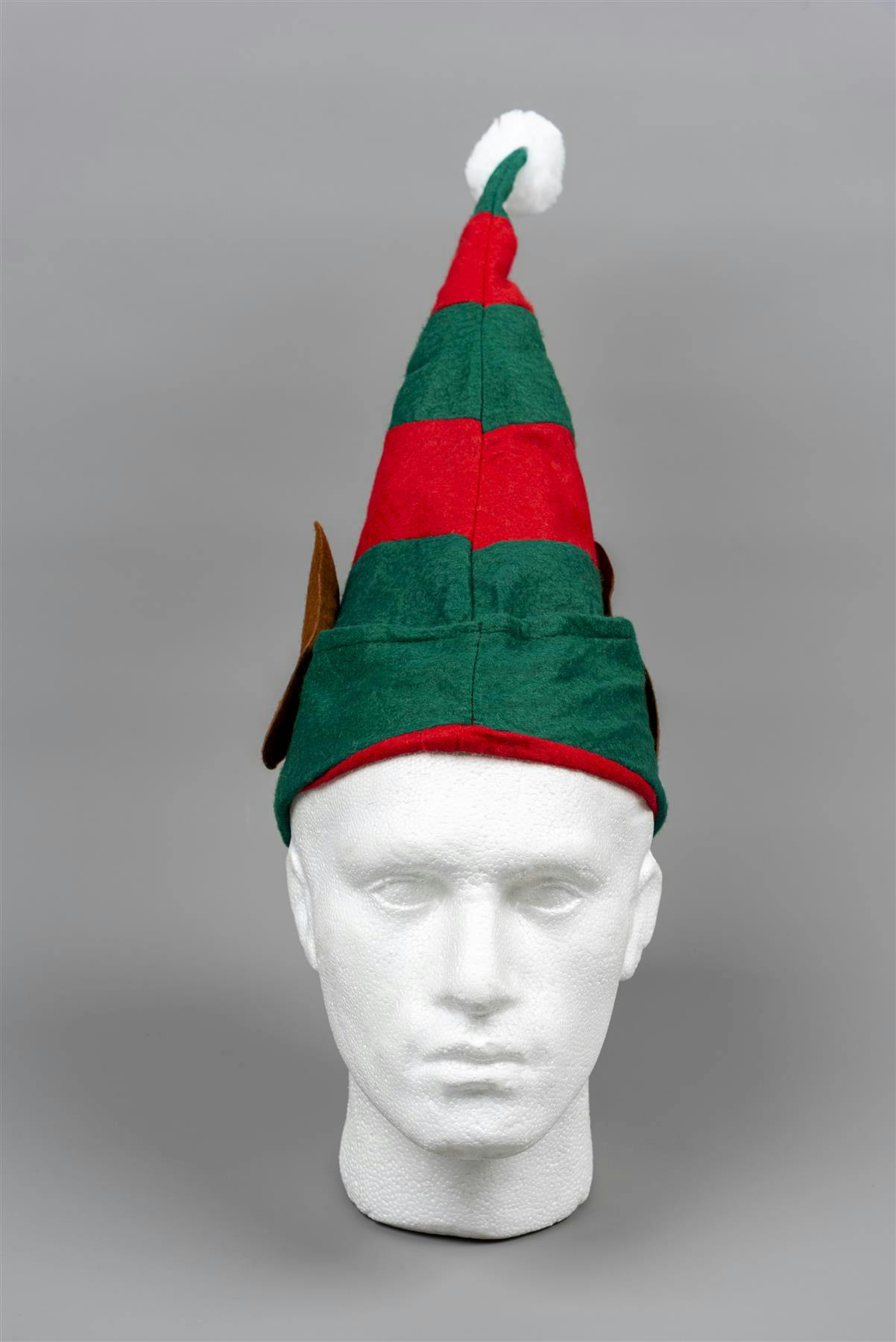 Shatchi Green One Size Christmas Elf Hat With Ears In Soft Polyester Fancy Dress Accessory - 1 Pack - Polyester
