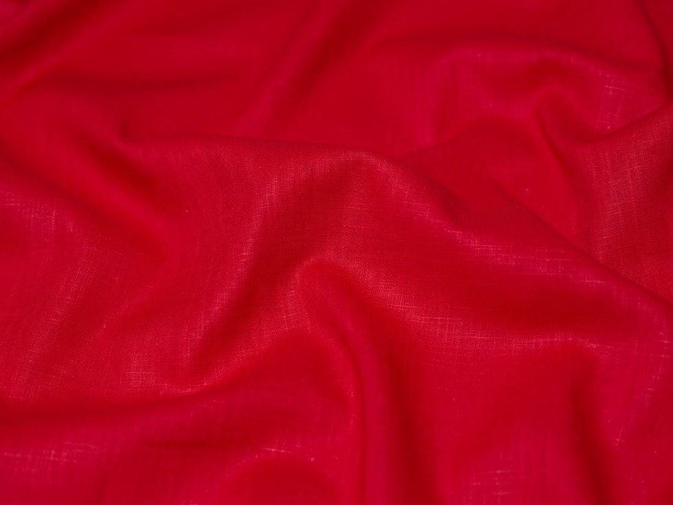 Minerva Dark/Red Core Range Textu 100% Ramie Linen Weave Fabric - Plain Design Dressmaking Fabric, 138 Cm / 55" Wide - Per Metre