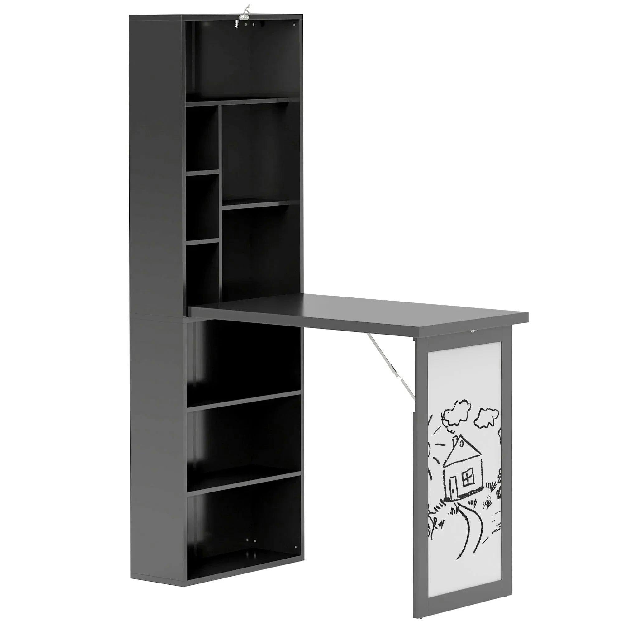 Bobobiy Black Three-Part Work Desk, With Storage And Writing Board - Image 4