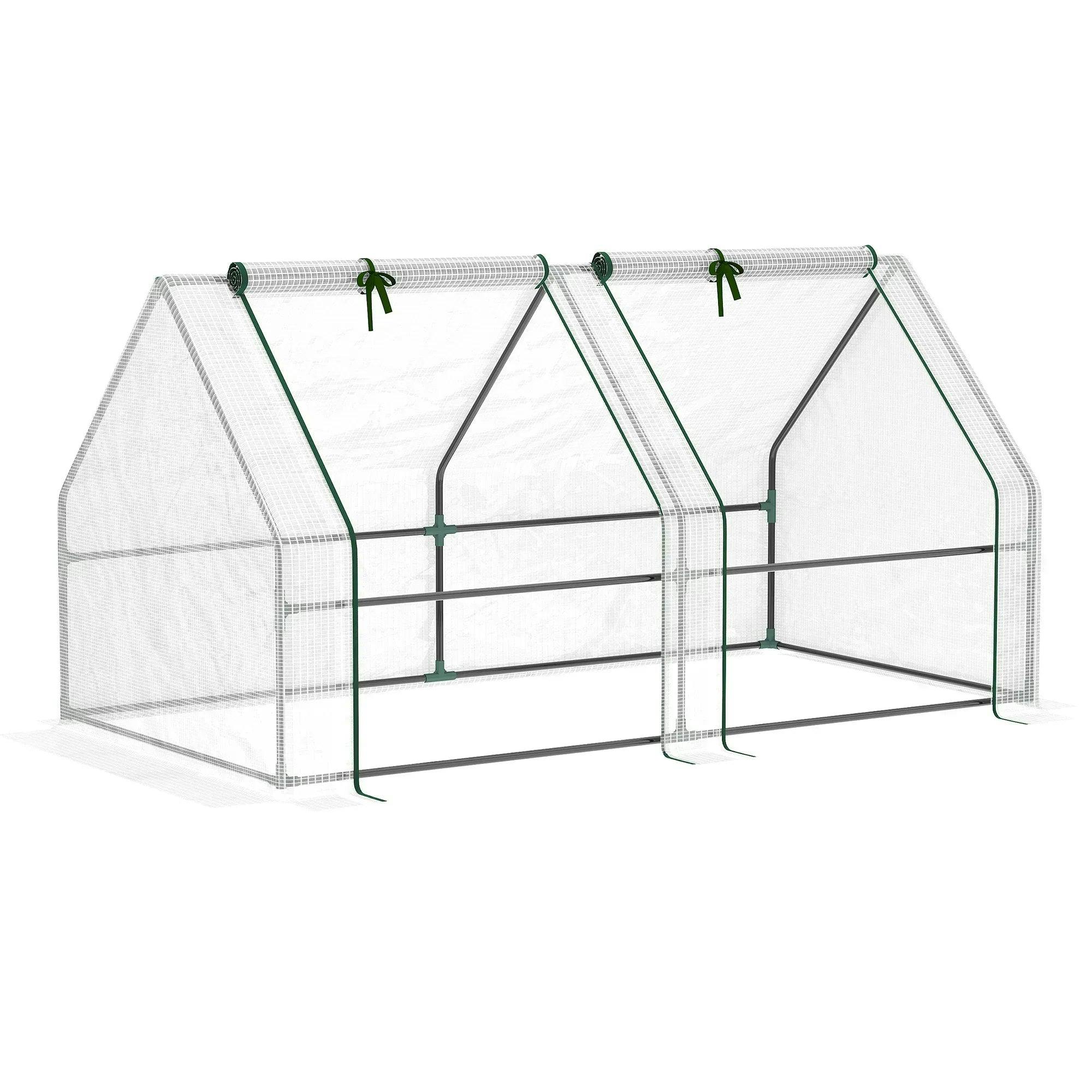 Outsunny White Compact Cultivator: Petite Greenhouse With Steel Frame, Pe Cover & Zippered Window For Nurturing Plants, Pristine | Aosom Uk - Image 9