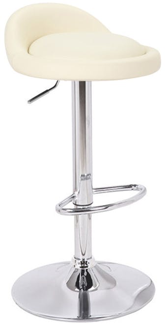 Lamboro Cream Sofia Breakfast Bar Stool, Chrome Footrest, Height Adjustable Swivel Gas Lift, Home Bar & Kitchen Faux-Leather Barstool,