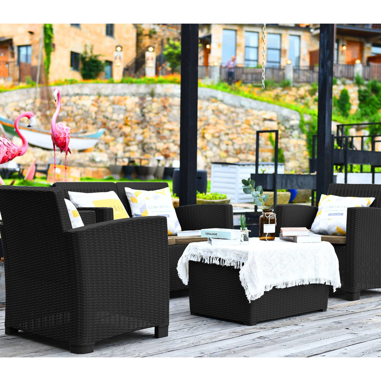 Centurion Supports Santana 4 Seater Rattan Lounge Set - Dark Brown - Image 4