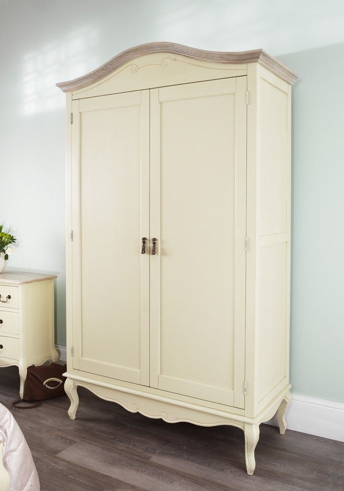 Statement Furniture Cream Juliette Double Wardrobe French Style 2 Door Bedroom Storage - Champagne,