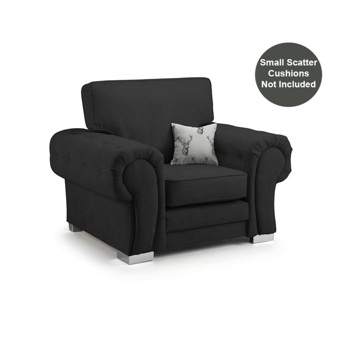 Furnishings For Less Black Milan Chesterfield Fabric Armchair - Full Back