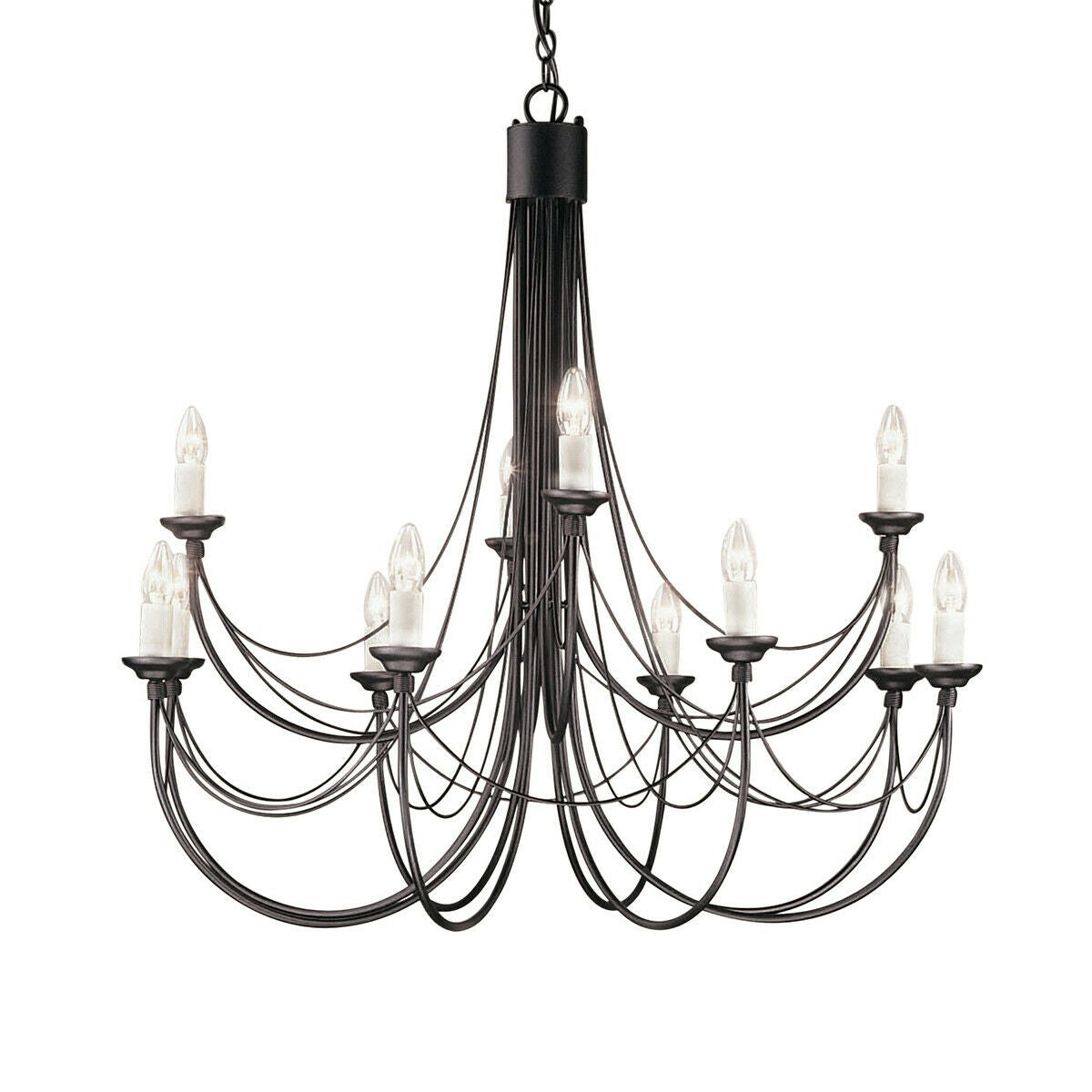 Loops Light/Black Bulb Chandelier Hanging Pendant Led E14 60W Bulb Size 12