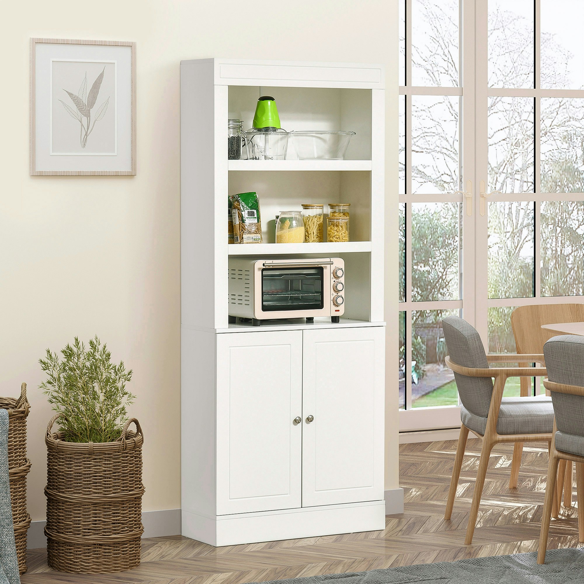Rackhams White Modern Kitchen Cupboard, Storage Cabinet With Adjustable Shelves,