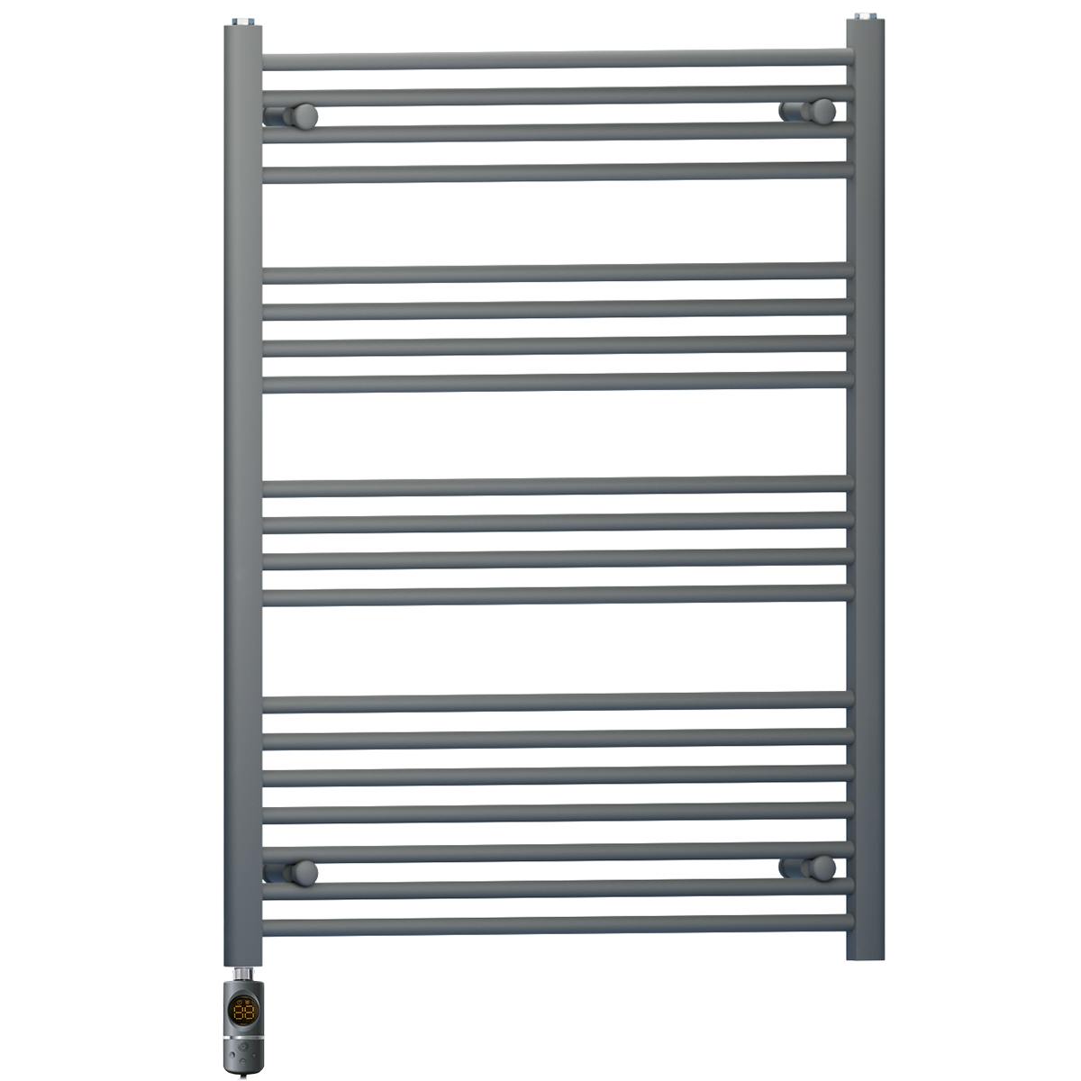 Myhomeware Anthracite/Grey 700 X 1000 Mm Electric Bathroom Towel Rail Radiator Heater With Af Thermostatic Electric Element Pre-Filled