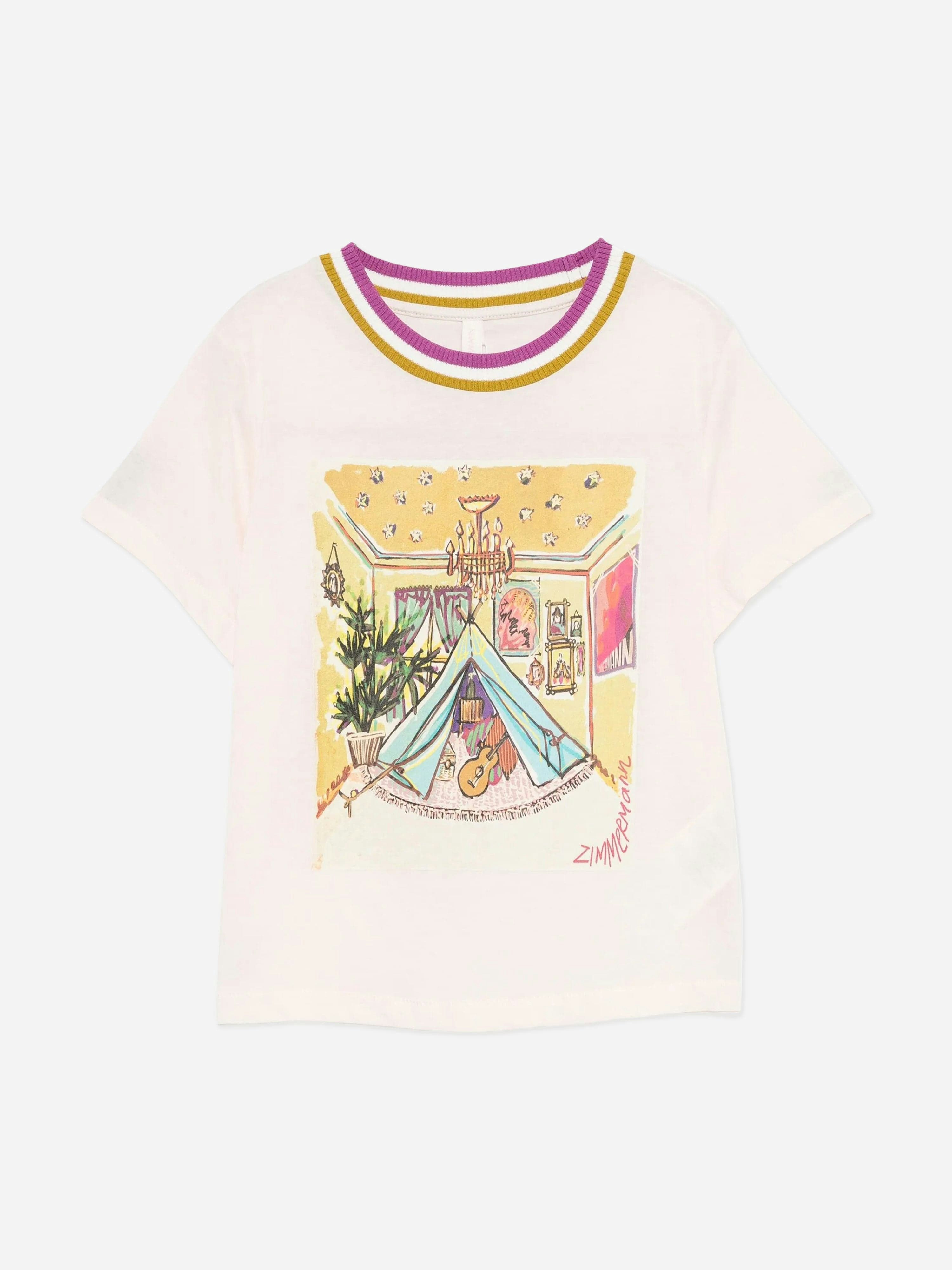 Zimmermann Girls Pink Rhiannon Printed T-Shirt In - 2 Yrs