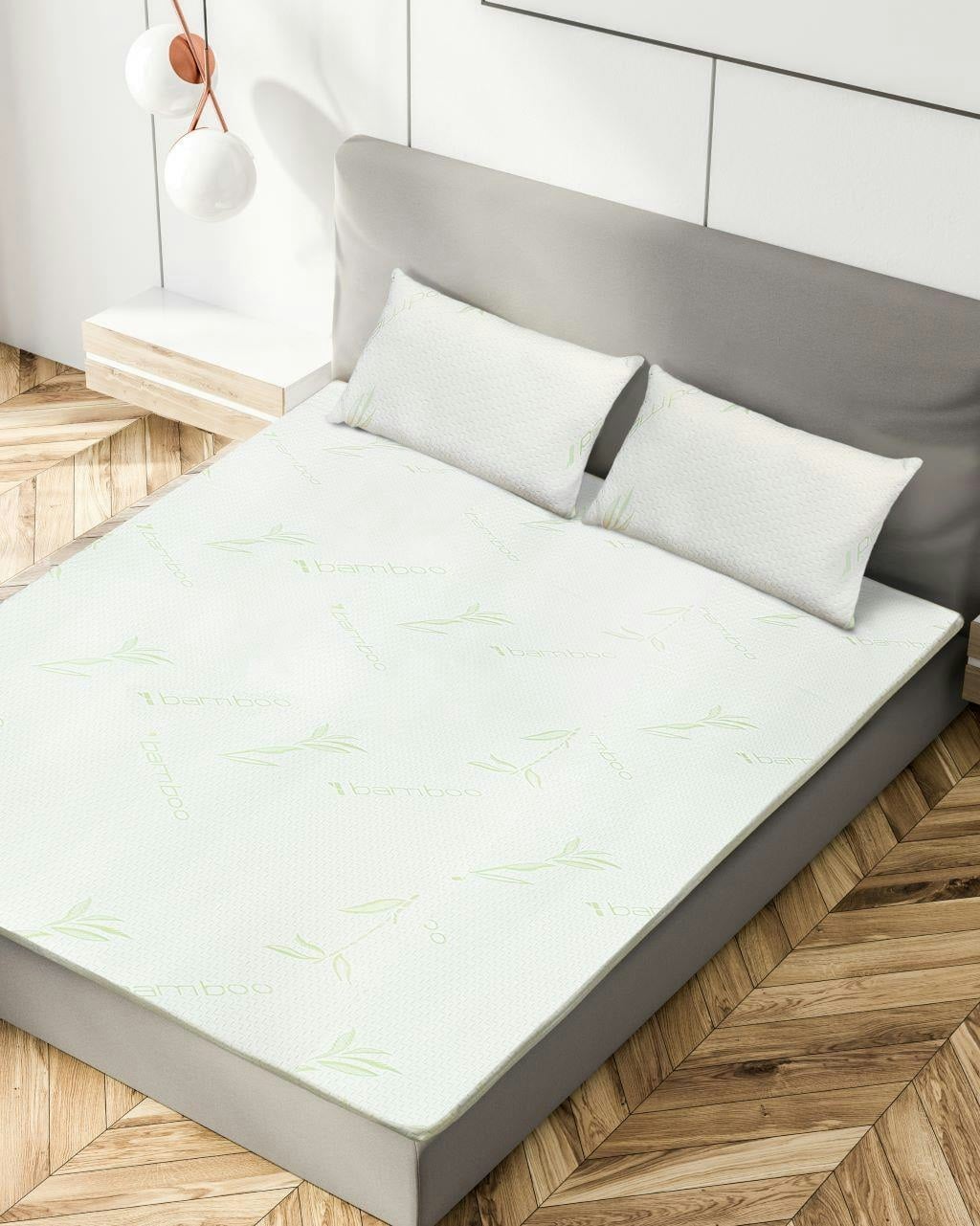 Rackhams Memory Foam Mattress Topper With Organic Bamboo Cover 2Cm Deep - Natural - King