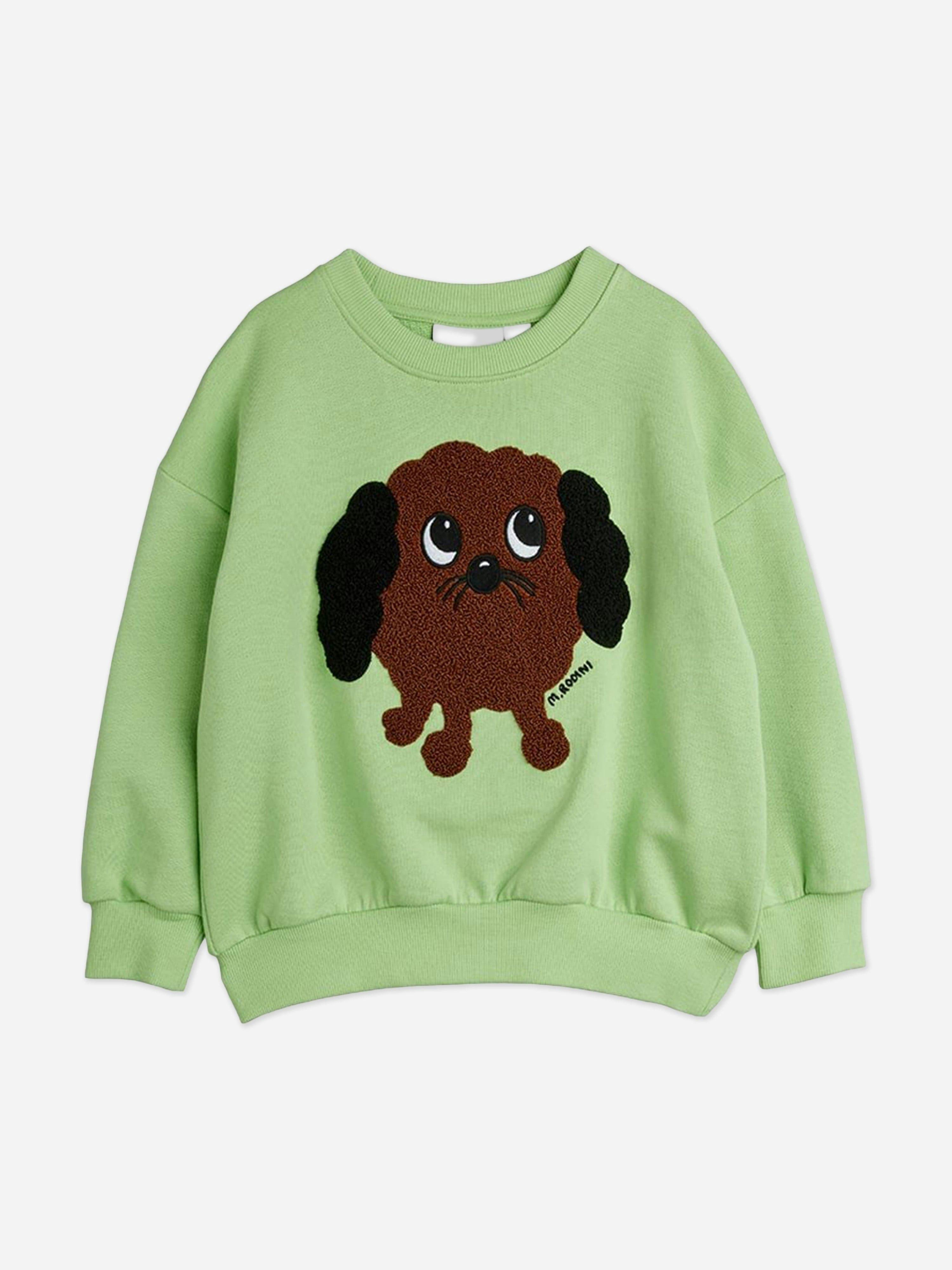 Mini Rodini Boys Green Doggie Chenille Sweatshirt In - 128-134 Cm (7-9 Yrs)