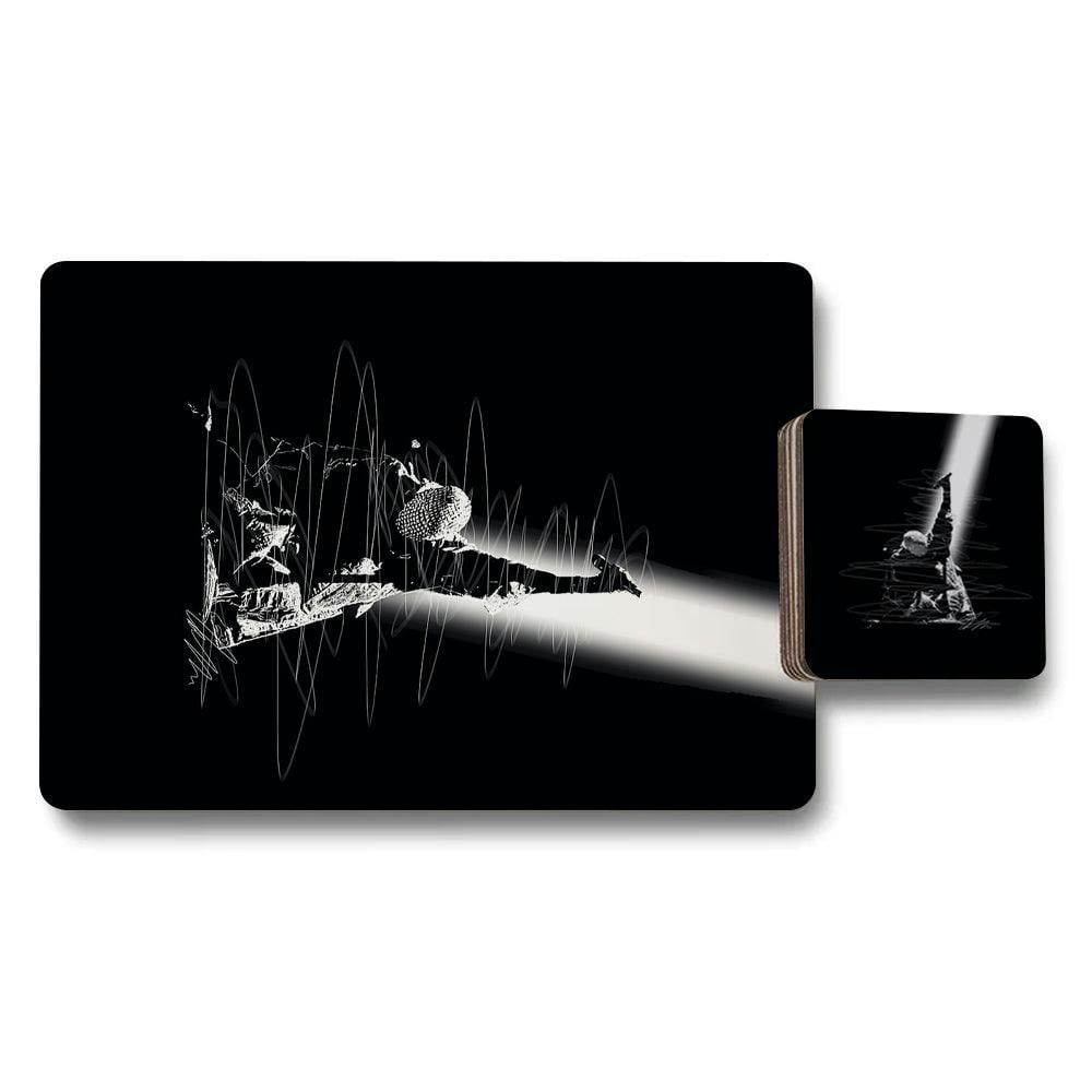Rackhams Set Of 12 Placemats And Coasters 11X8 3.7X3.7 Designer Artwork Wood Bottom