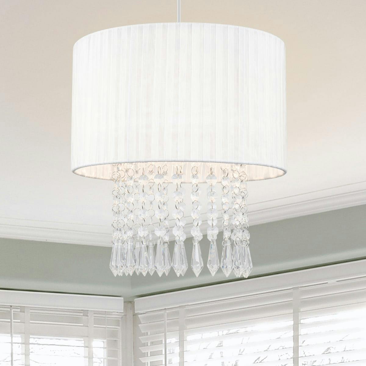 Cosylyte Cream/White Winni Beaded Voile Easyfit Lamp Shade