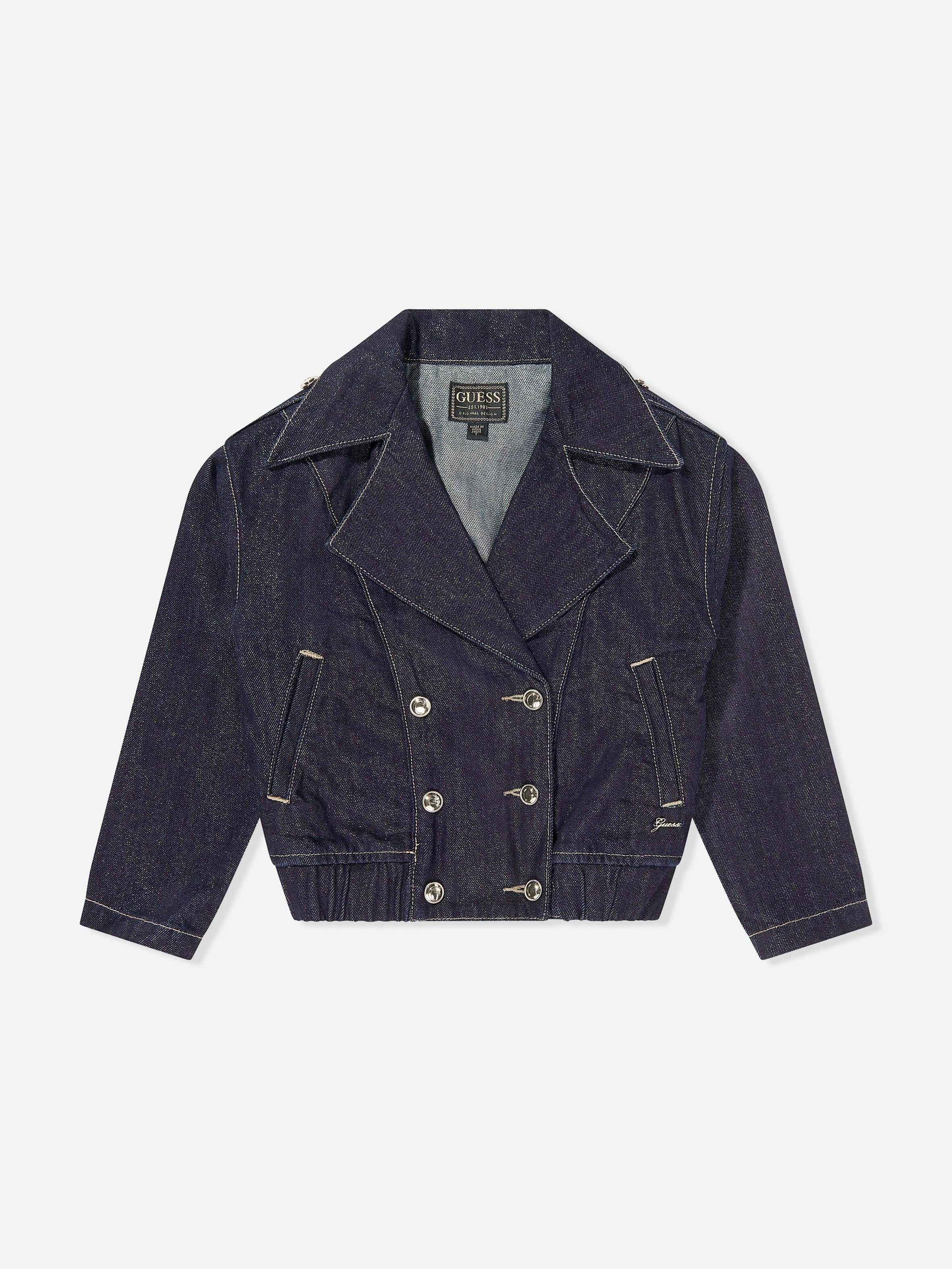 Guess Girls Blue Lurex Denim Jacket In Navy - 8 Yrs