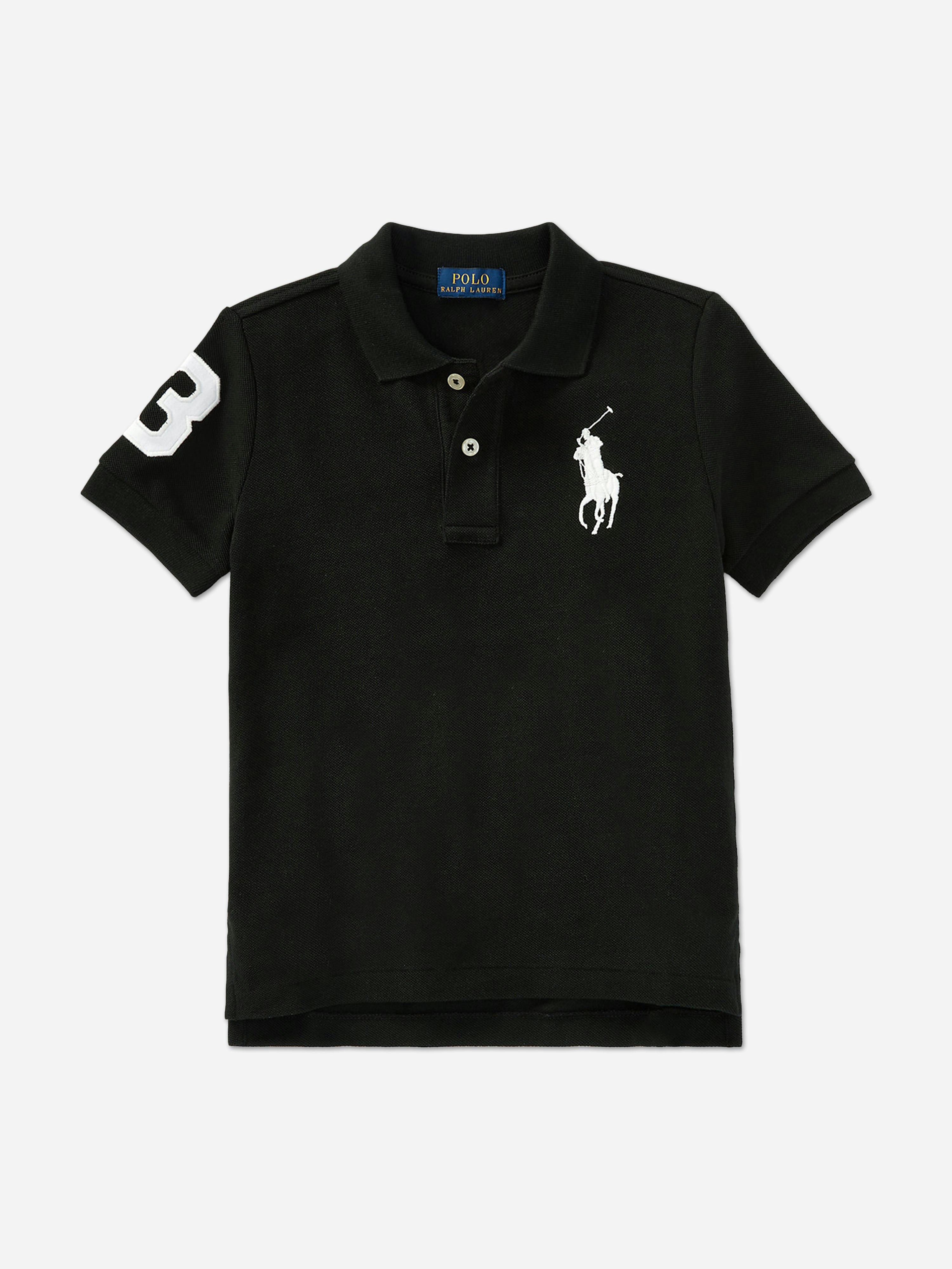Ralph Lauren Kids Boys Black Ralph Lauren Logo Polo Shirt In - 18-20 Yrs (Xl)