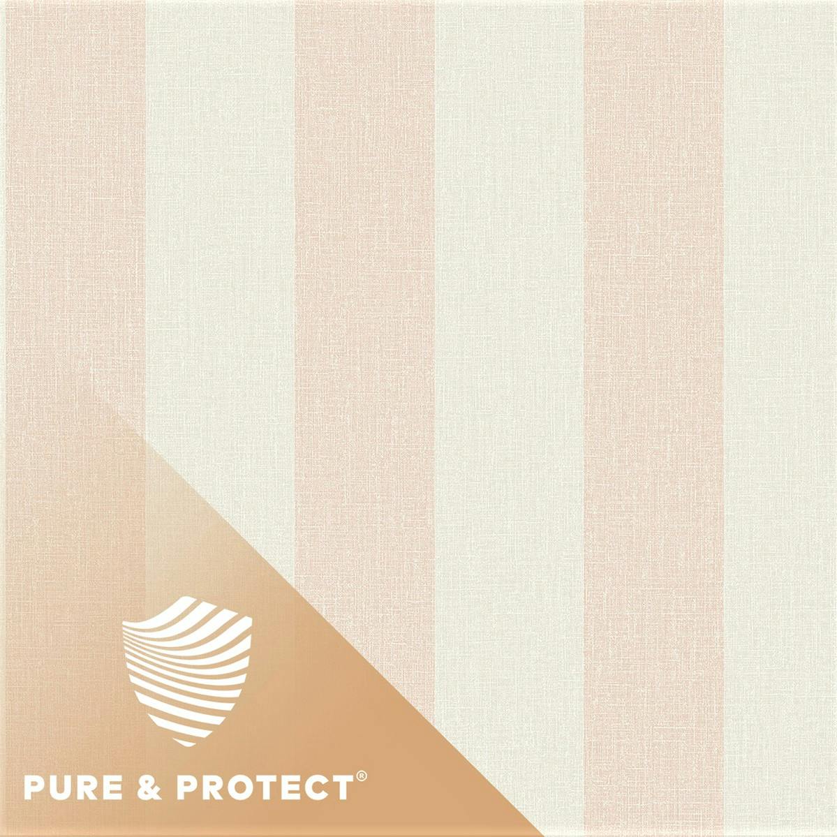 Rackhams Pink Boutique Pure & Protect Stratus Stripe Linen Textured Antibacterial Wallpaper, Pale