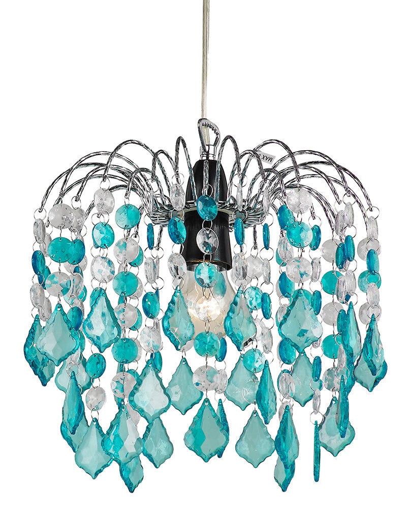 Rackhams Light Teal Acrylic Easy Fit Pendant Shade With Chrome Metal Frame