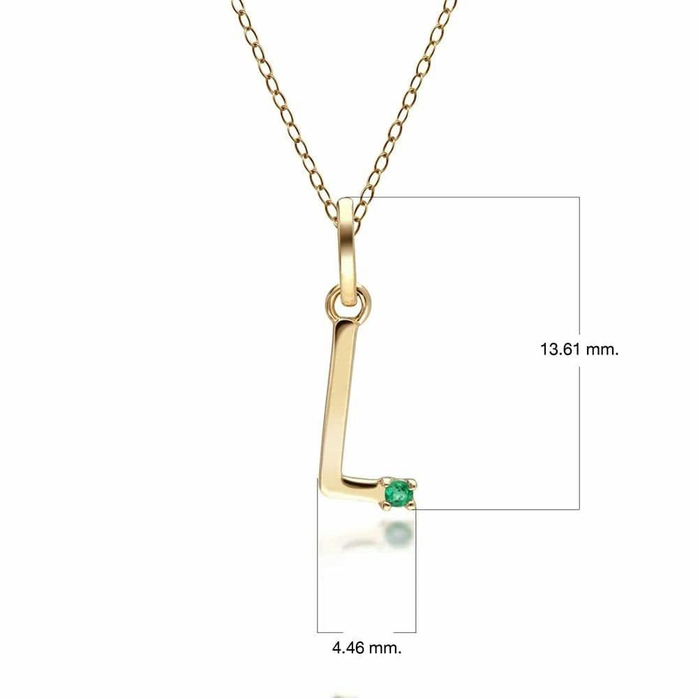 Gemondo Yellow/Gold Initial Emerald Letter Necklace In 9Ct - L