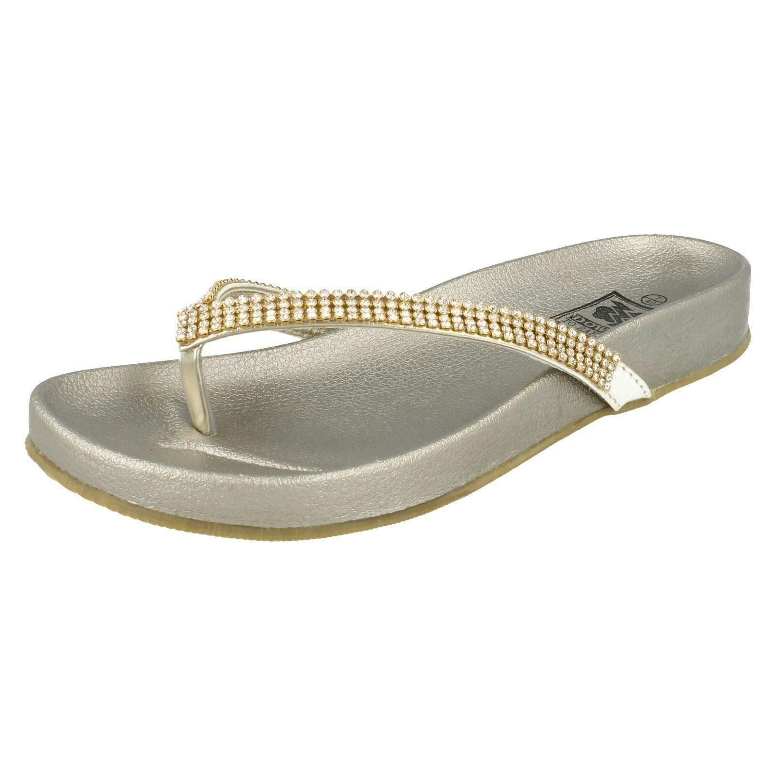 Down To Earth Women's Gold Toe Post Sandals - Uk 5