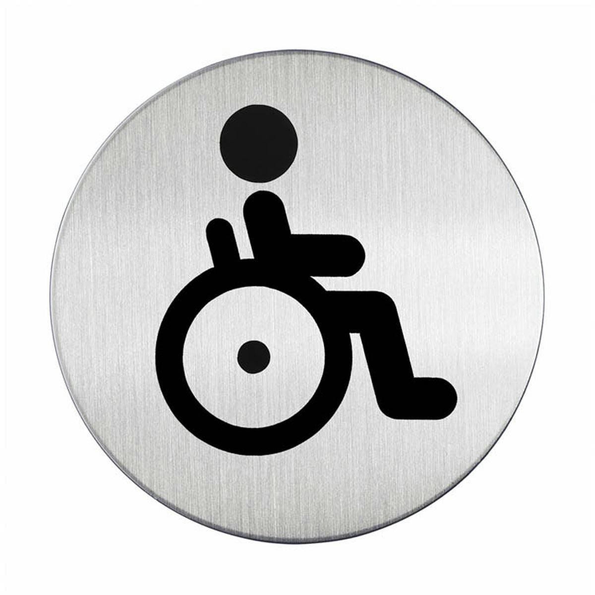 Durable Adhesive Disabled Wc Symbol Bathroom Toilet Sign | Stainless Steel