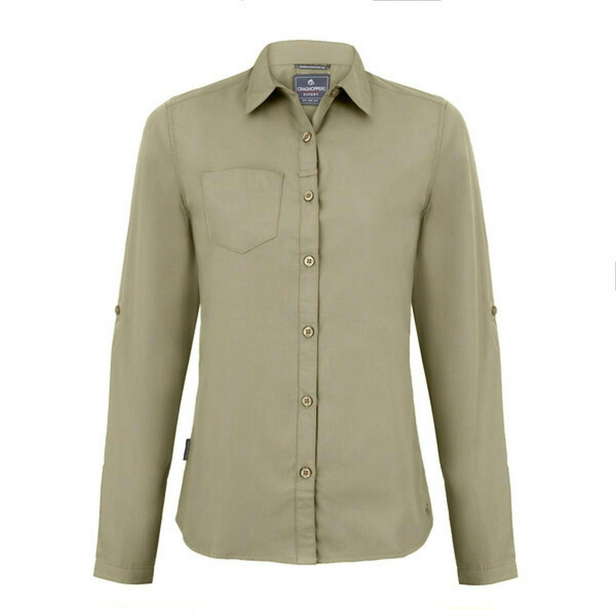 Craghoppers Women's Expert Kiwi Long-Sleeved Shirt - Pebble - 12 Uk - Pebble